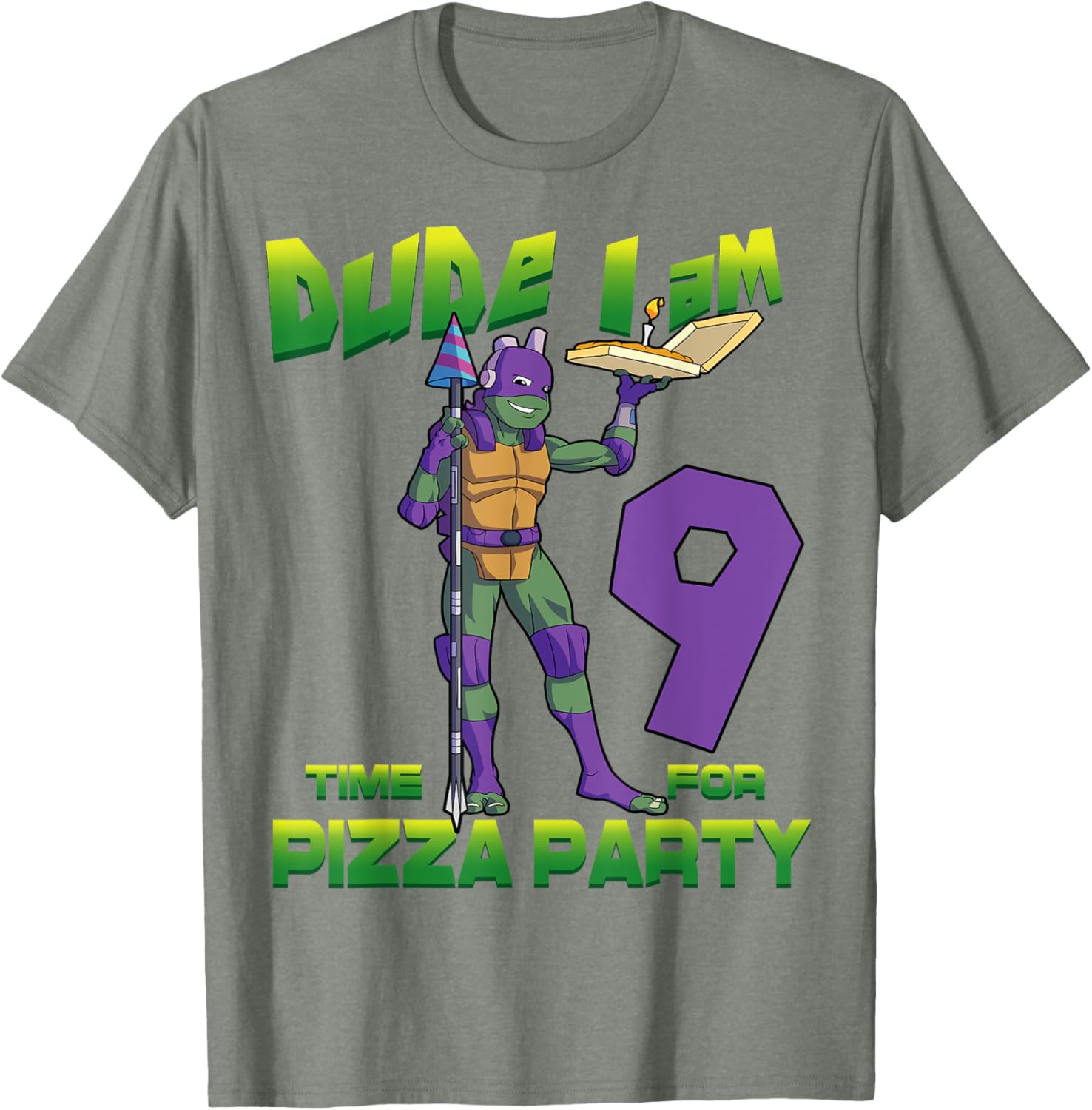 TMNT Birthday T-Shirt for Kids - Dude I am 9 Years Old Donnie Style - 8