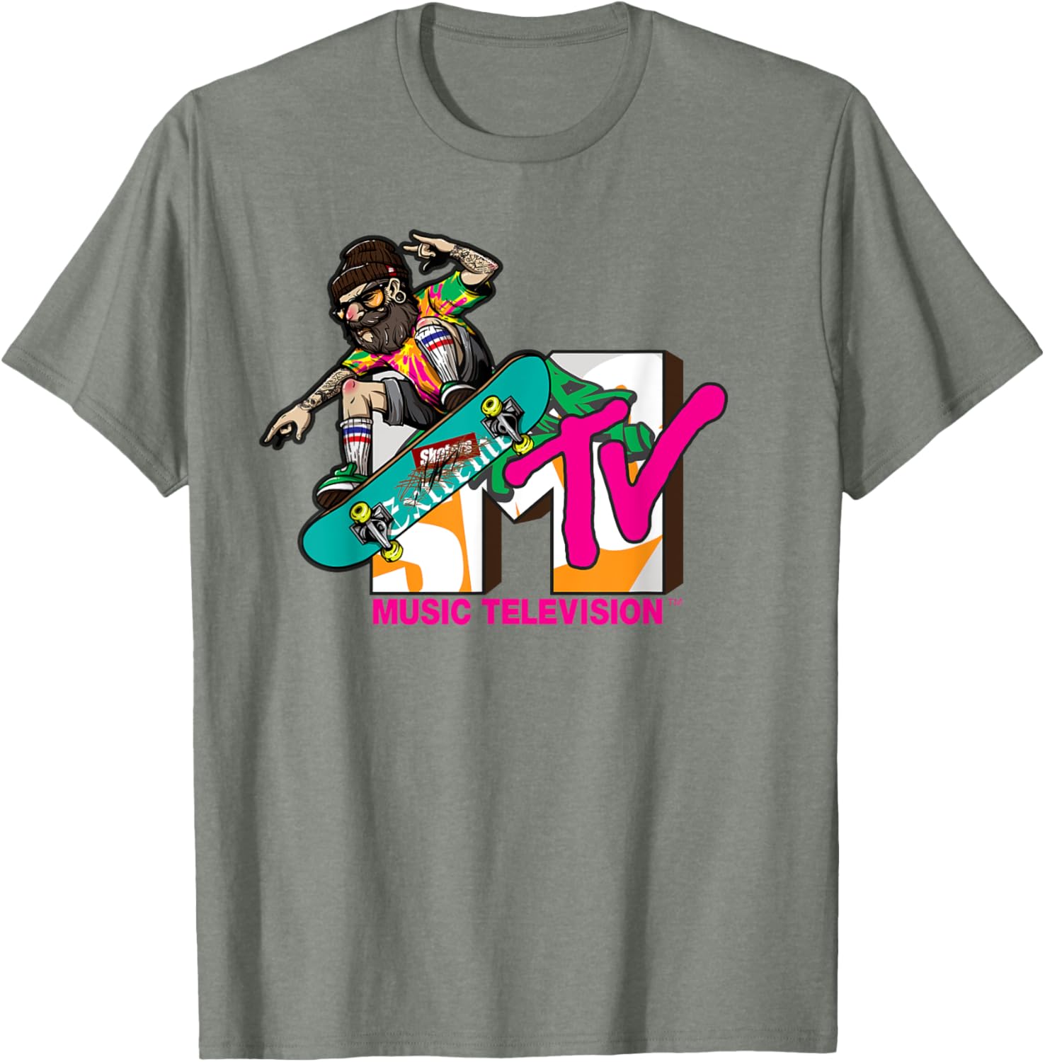 Mademark x MTV Hipster Skater T-Shirt - Trendy Logo Graphic Tee - 2