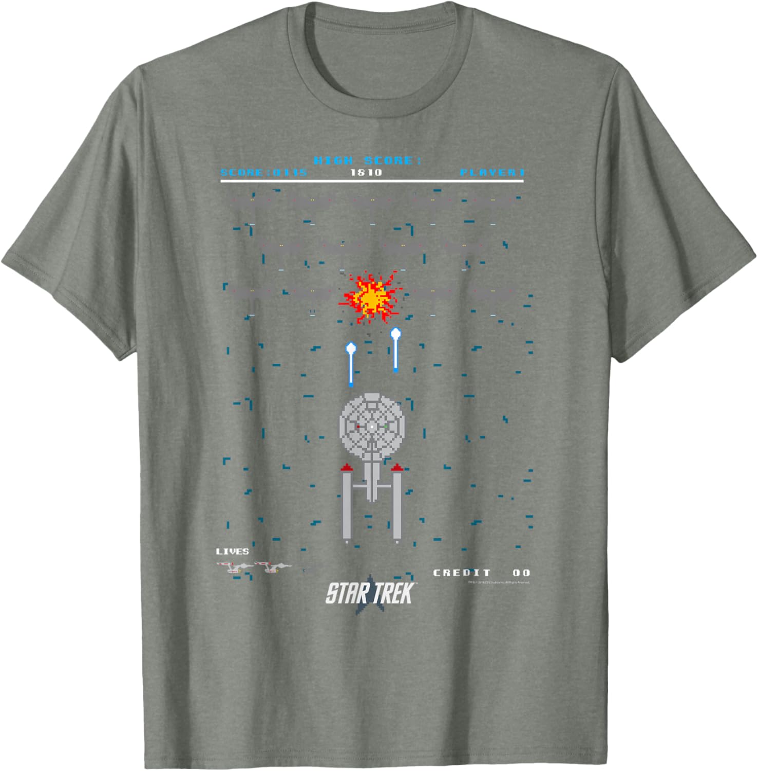 Star Trek Original Series Pixel Space Battle T-Shirt for Fans - 3