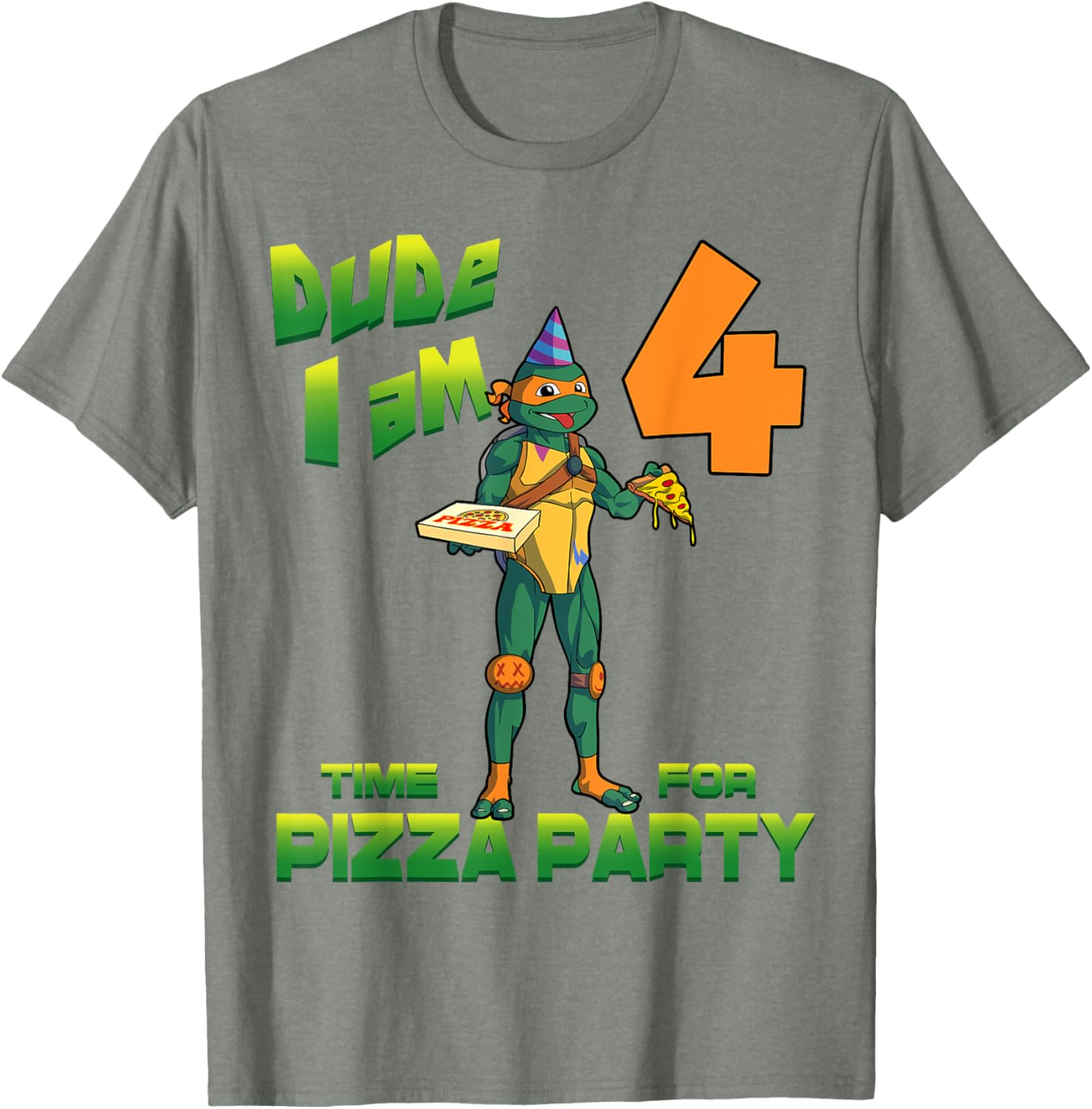 Mademark TMNT Michelangelo Pizza Birthday T-Shirt for 4 Year Olds - 1