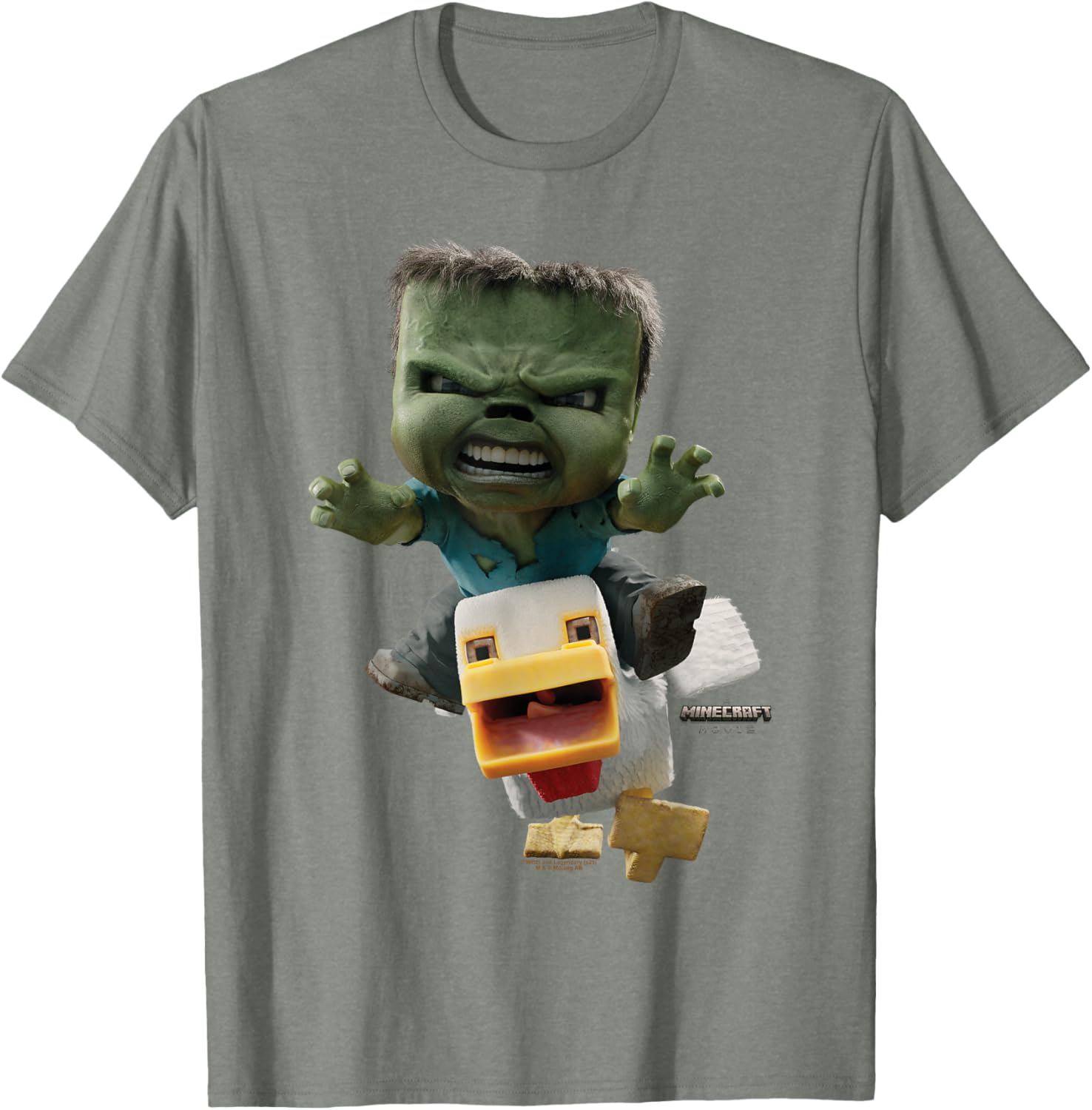 Cool Minecraft Movie Chicken Jockey Baby Zombie Attack T-Shirt for Kids - 4