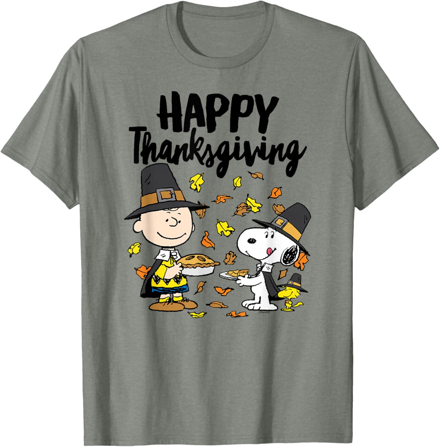 Happy Thanksgiving Peanuts T-Shirt with Charlie Brown Snoopy Woodstock - 2