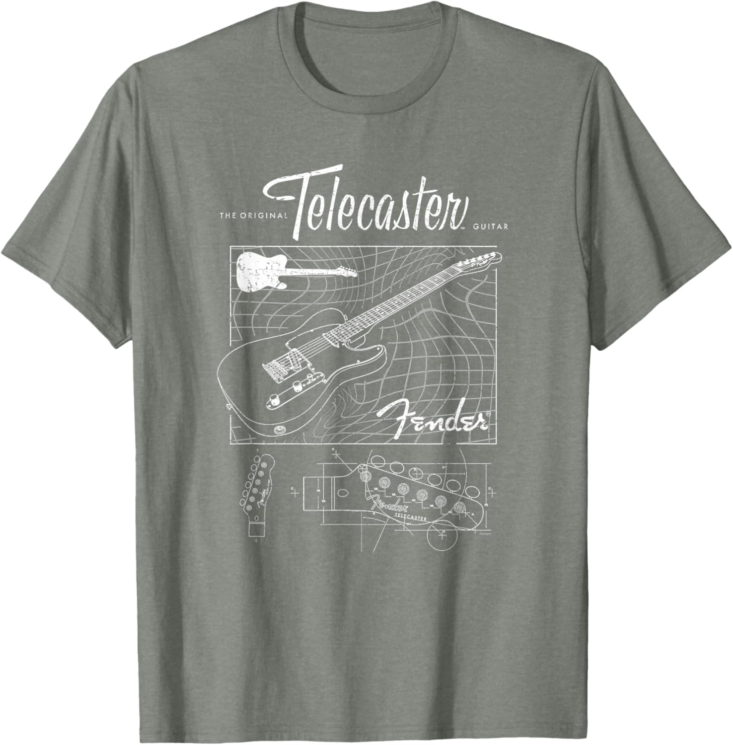 Fender Telecaster Guitar Schematic Poster T-Shirt for Music Lovers - 12