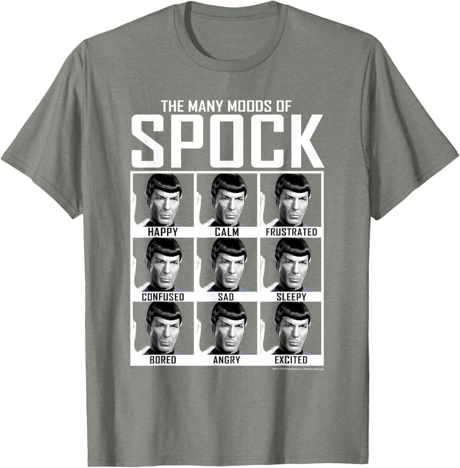 Star Trek Spock Moods Textbook T-Shirt for Fans of Classic Sci-Fi Fashion - 10