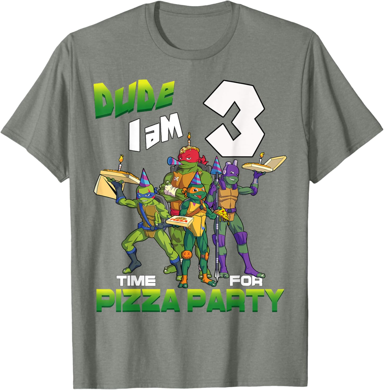 Mademark TMNT 3rd Birthday T-Shirt for Boys - Turtles Pizza Party Fun - 16