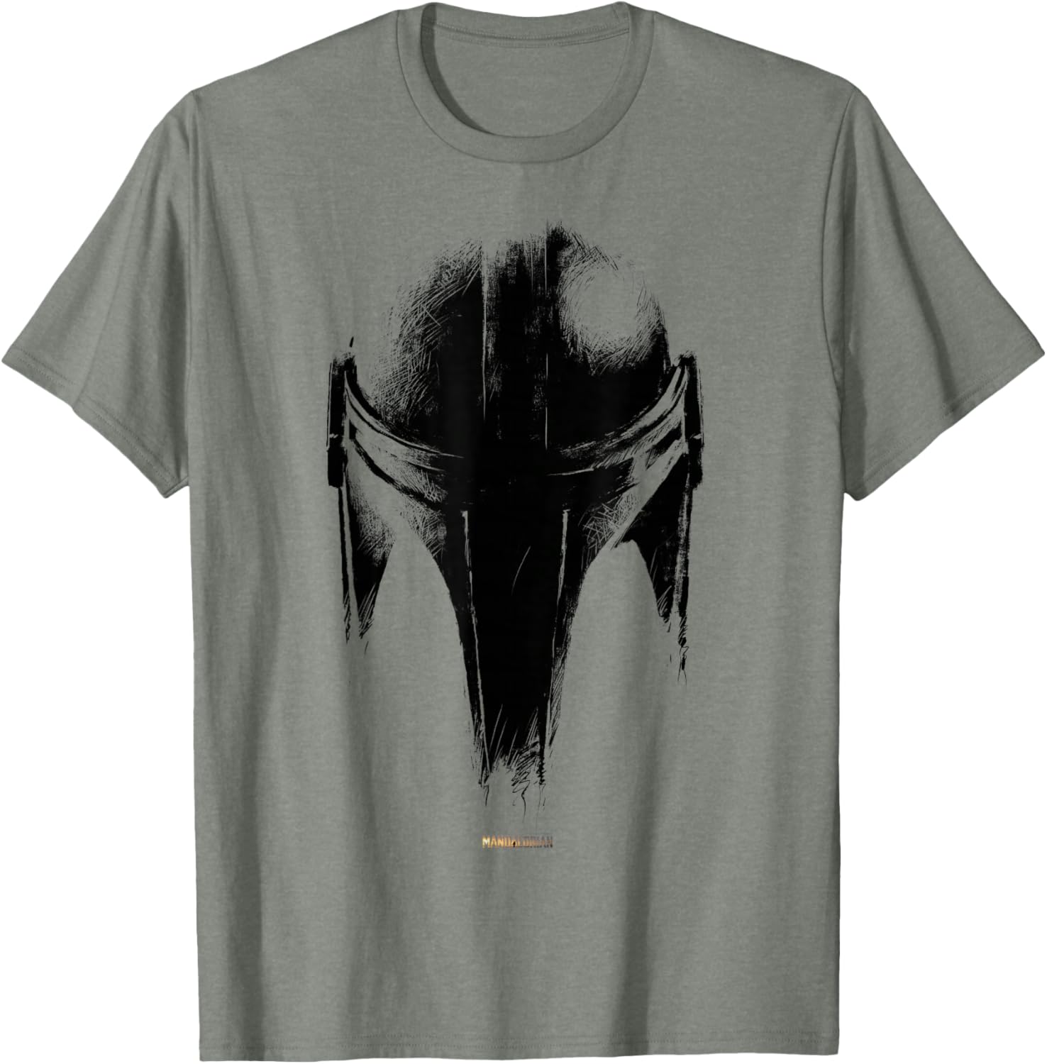 Star Wars The Mandalorian Dark Helmet Sketched T-Shirt for Fans - 7