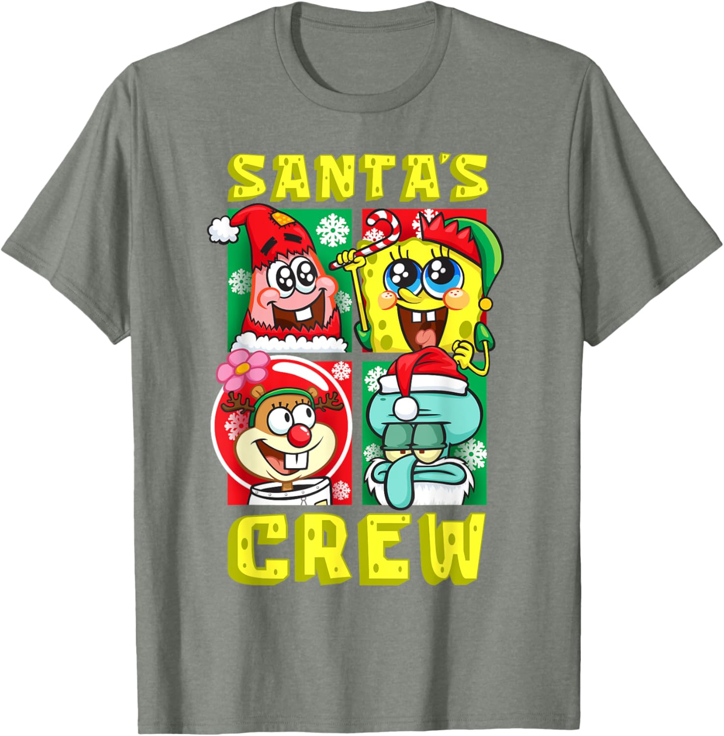 Mademark SpongeBob Christmas Crew Fun T-Shirt with Santa Patrick Sandy Squidward - 16