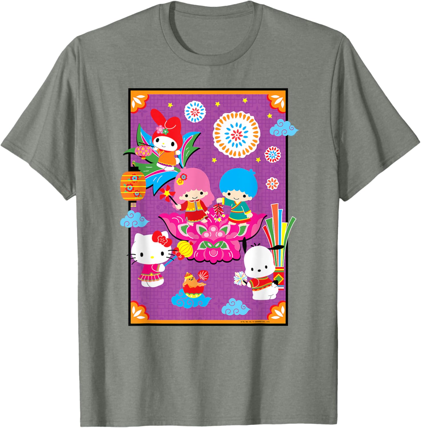 Hello Kitty & Friends Lunar New Year T-Shirt for Adults - Black, Small - 7