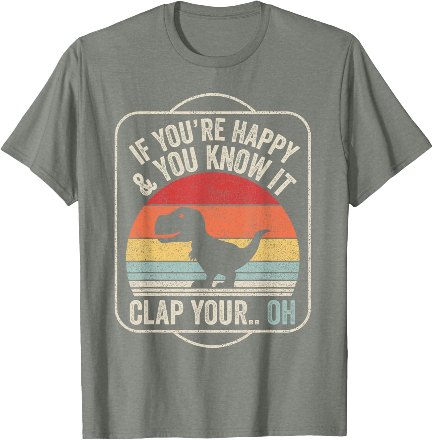 Catch Some Rays T-Rex Happy Dino Vintage Black Short Sleeve T-Shirt - 8