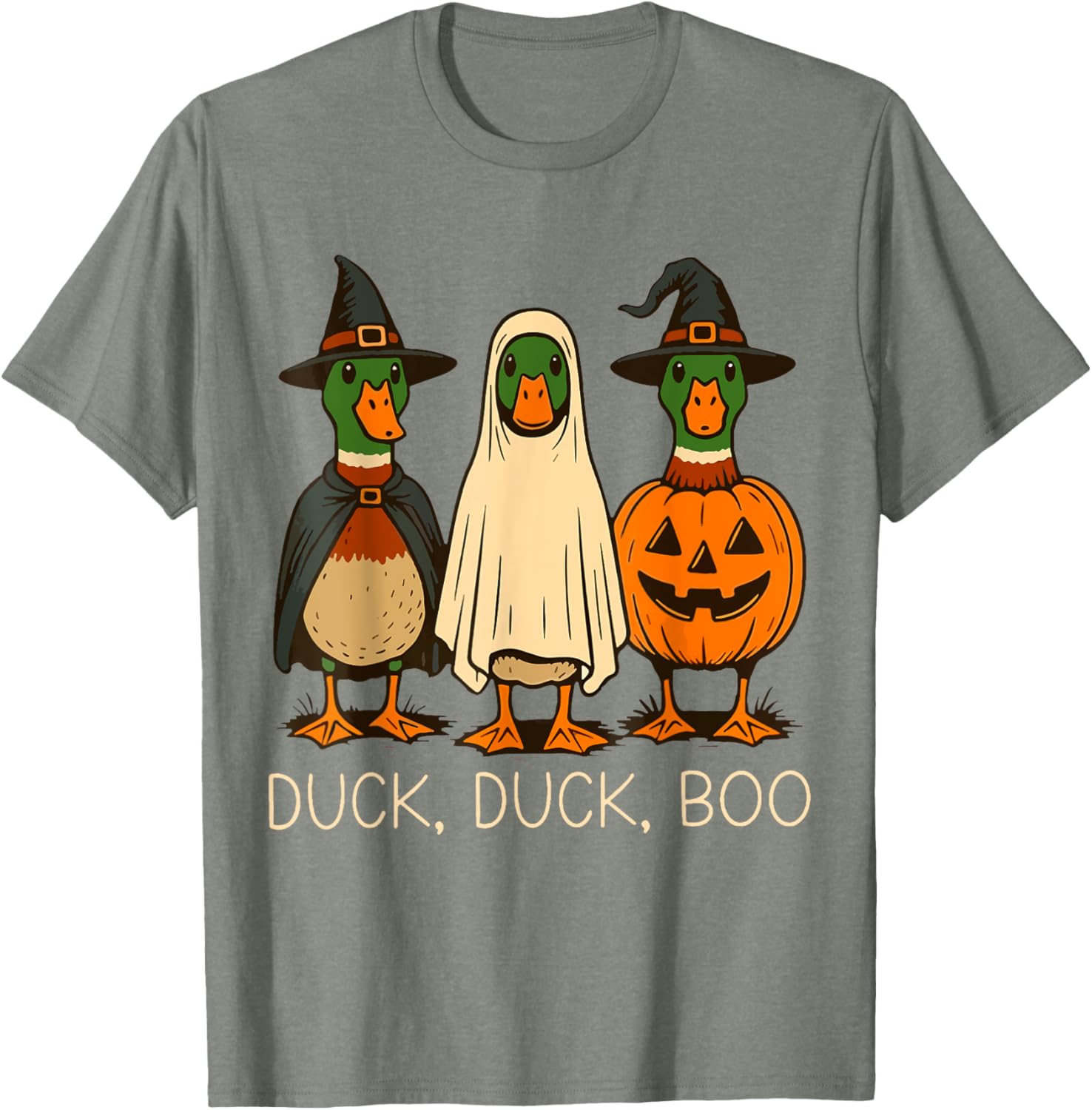 Cute Duck Duck Boo Halloween Pumpkin T-Shirt for Fall Fun - 12