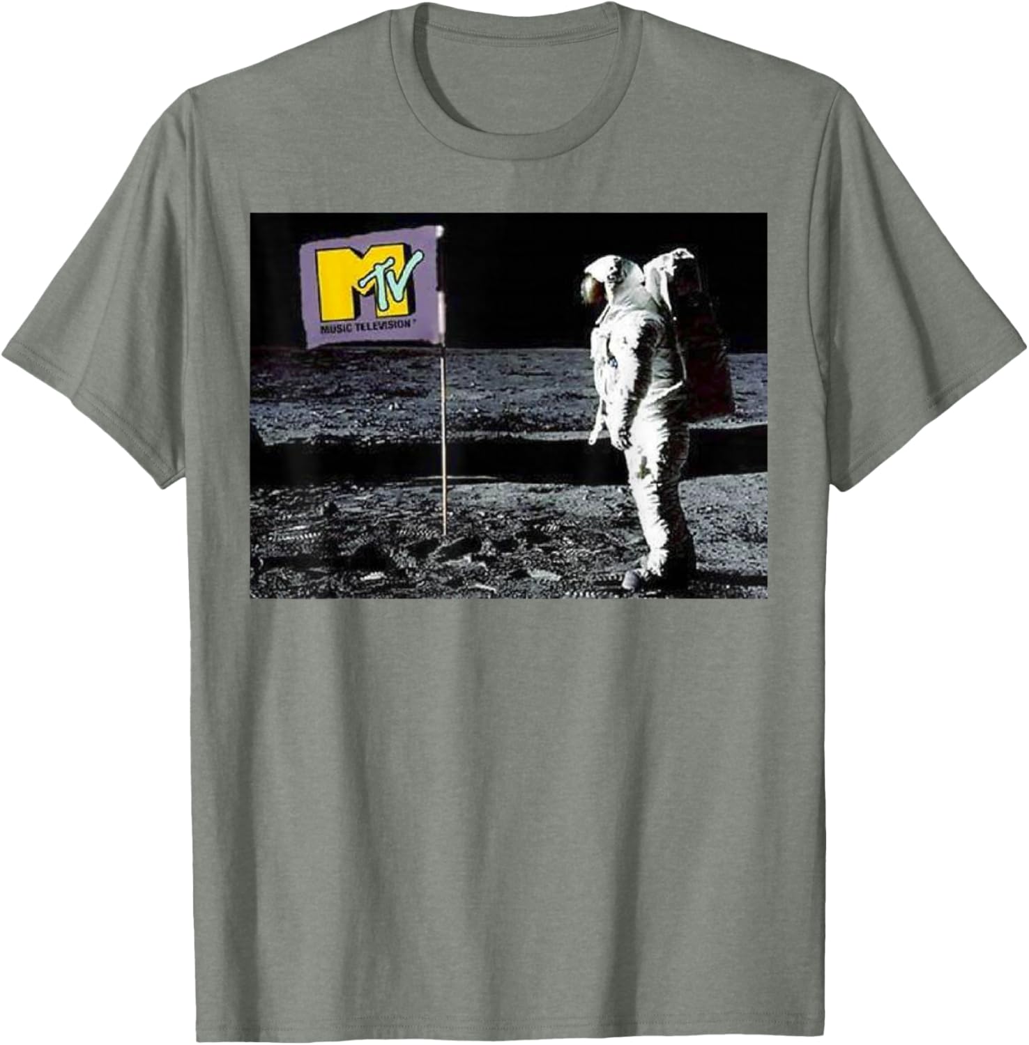 MTV Man On The Moon Logo Graphic Tee Short Sleeve T-Shirt for Fans - 2