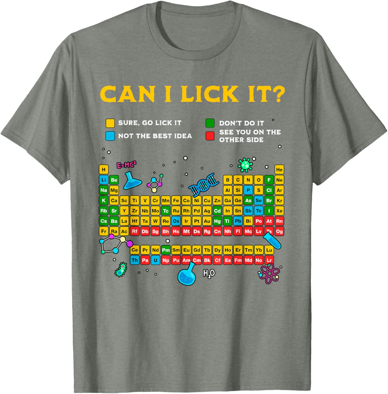 Funny Can I Lick It Periodic Table T-Shirt for Science Teachers and Students - 9