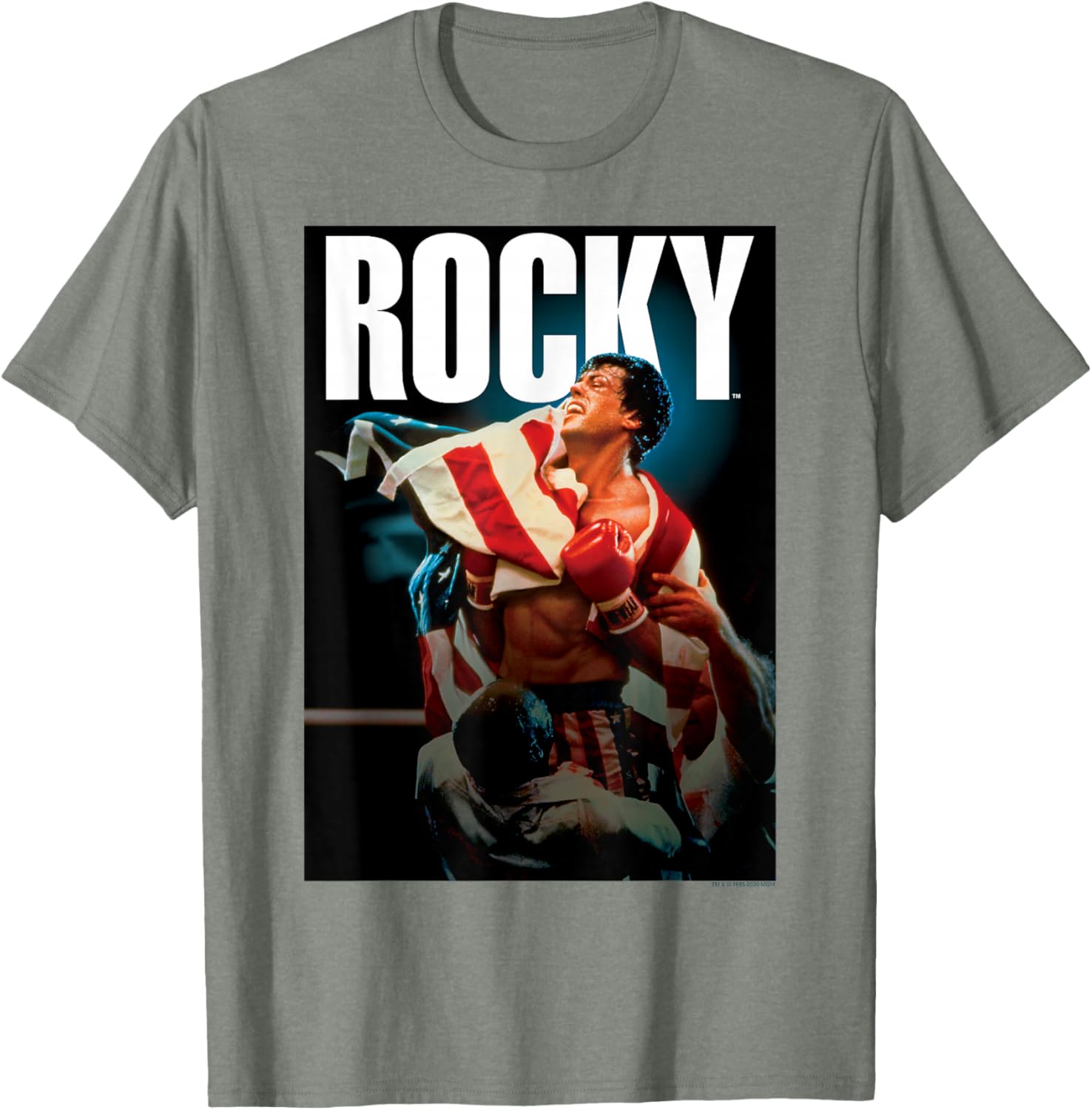 Rocky IV American Flag Portrait T-Shirt for Fans of Classic Movies - 9