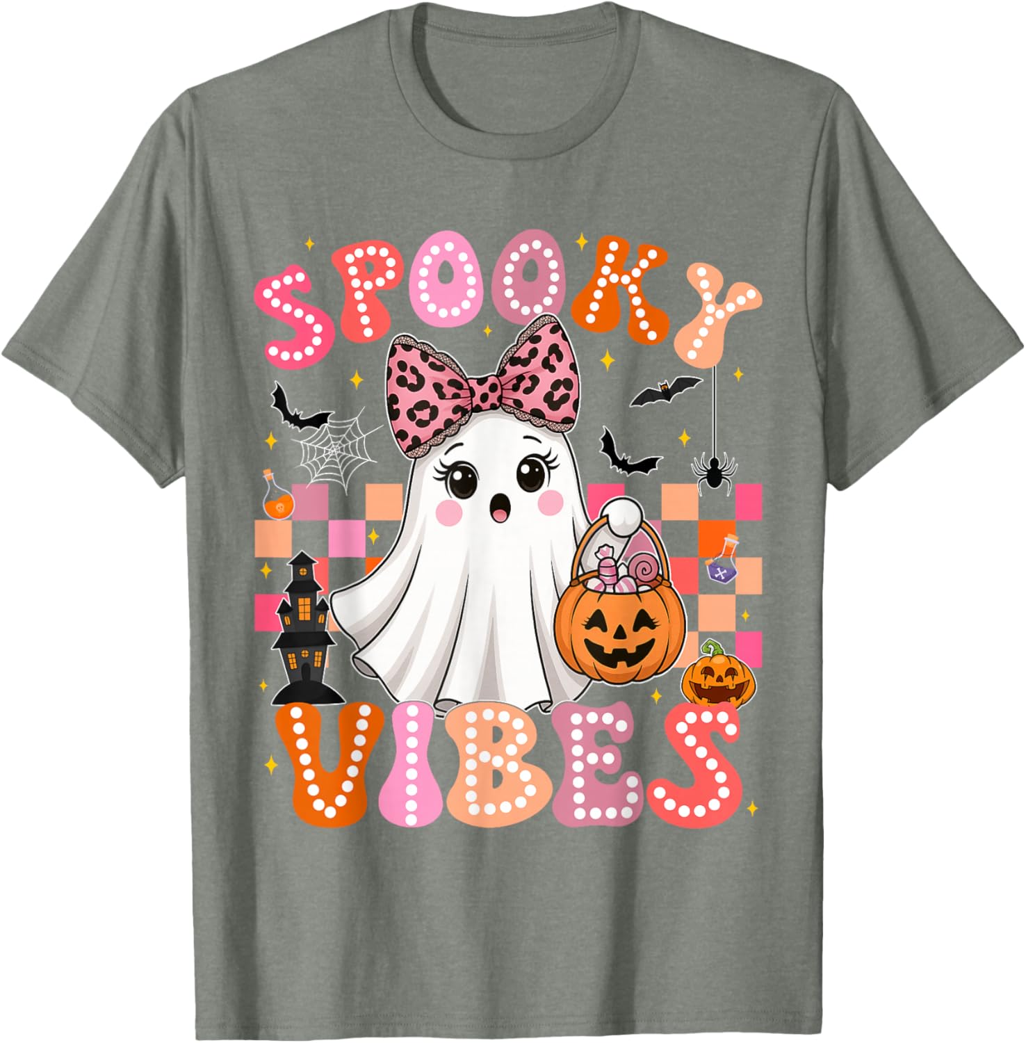 Groovy Spooky Vibes Cute Ghost Halloween T-Shirt for Girls - 5