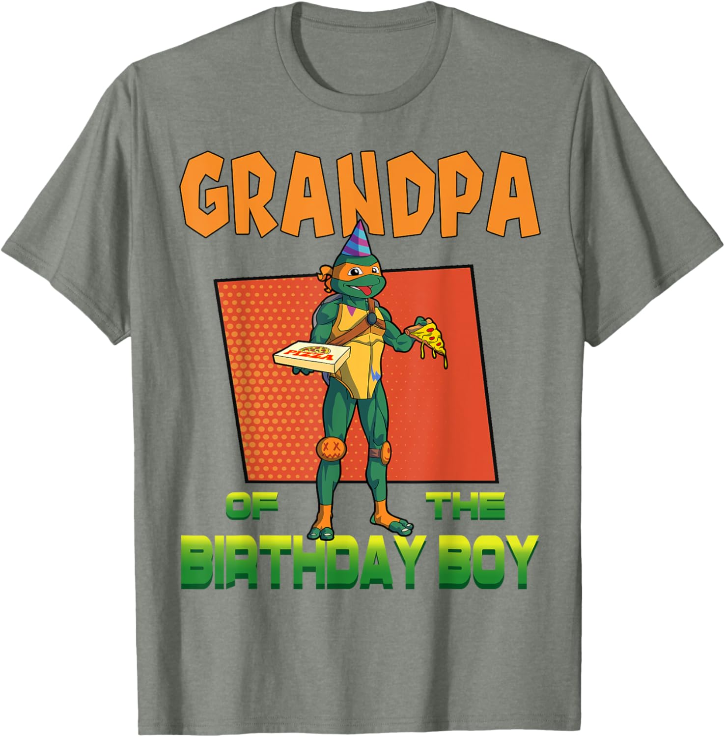 Mademark X TMNT Mikey Grandpa Birthday Pizza Party T-Shirt for Kids - 10