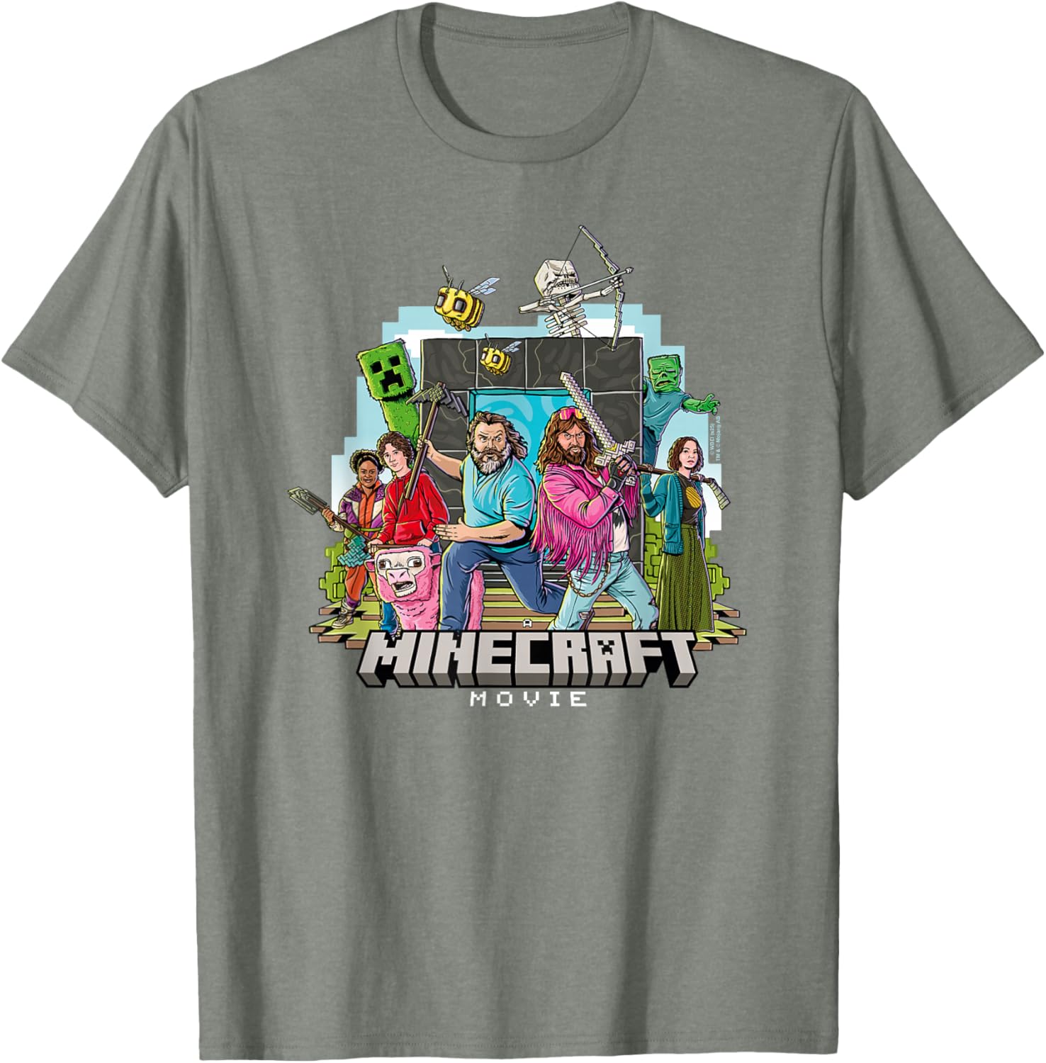 Minecraft Movie Character Group Shot T-Shirt in Cartoon Style - 4