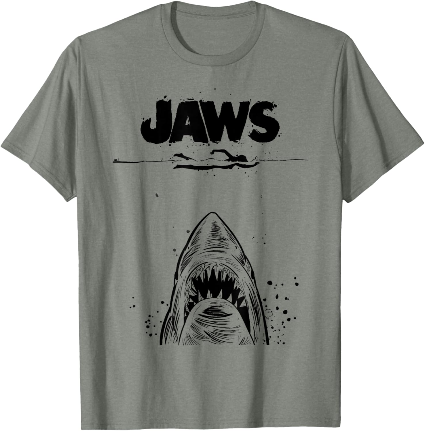 Jaws 50th Anniversary Black and White Sketch 2-Sided T-Shirt - 9