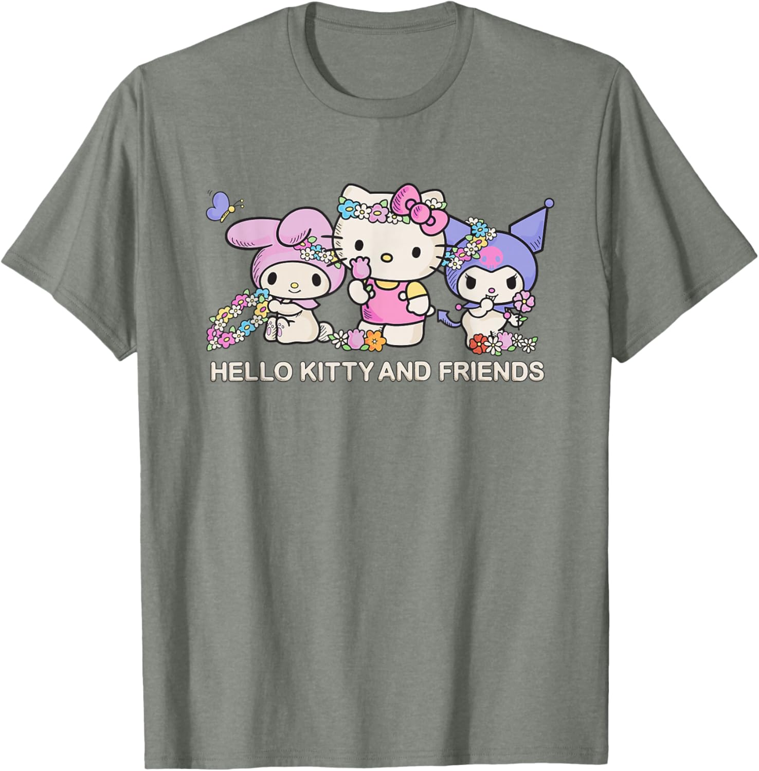 Hello Kitty and Friends Flower Crowns T-Shirt in Black for Kids Small - 12