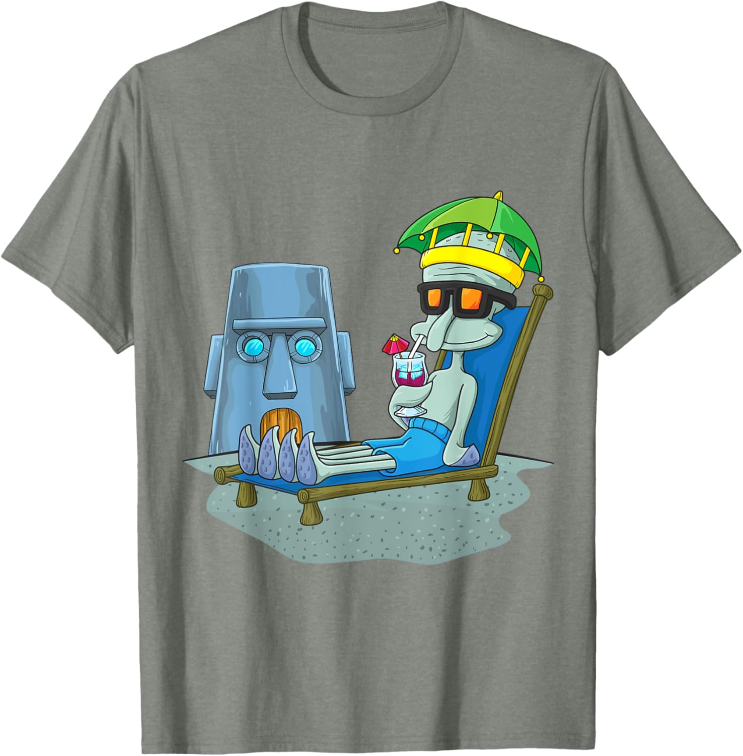 Mademark x SpongeBob SquarePants Squidward Sunbathing T-Shirt for Fans - 19