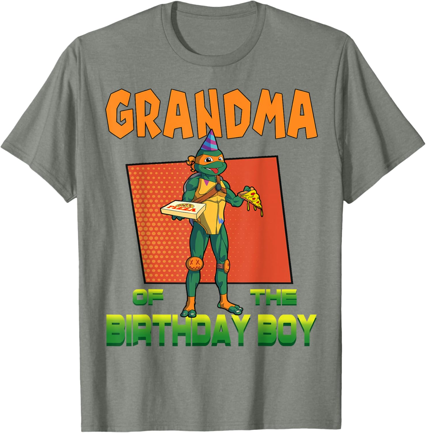 Mademark TMNT Mikey Grandma Birthday Boy Pizza Party T-Shirt for Kids - 24