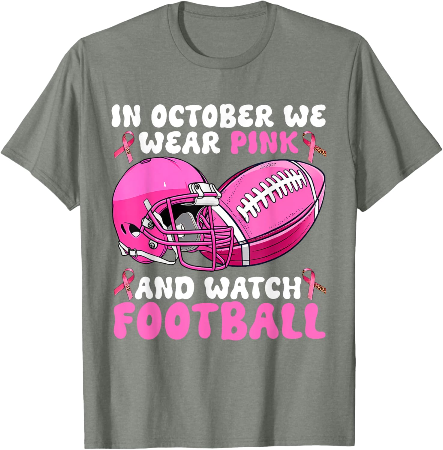 In October We Wear Pink Breast Cancer Awareness Football T-Shirt for Support - 9
