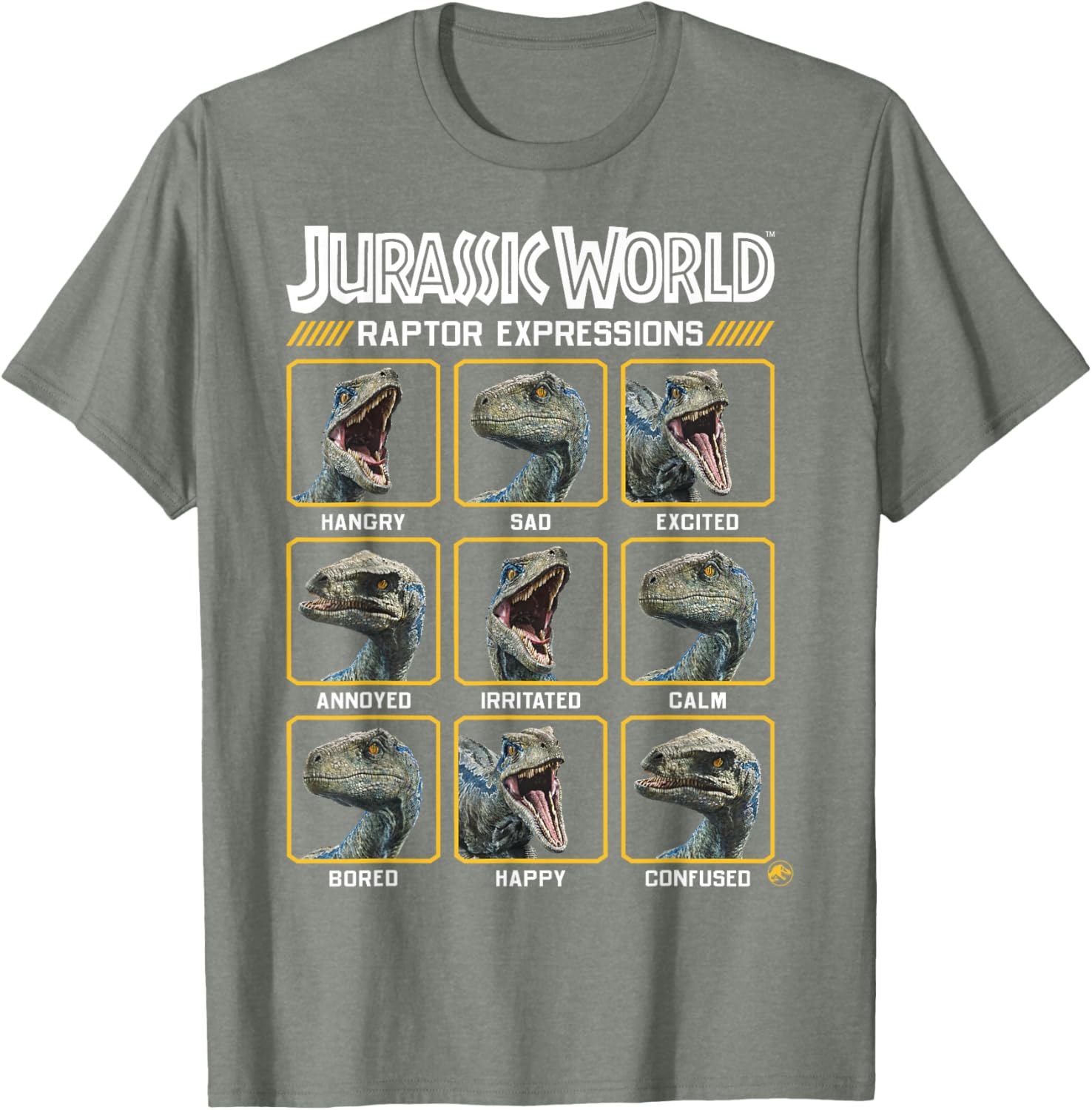 Jurassic World Blue Raptor Expressions Graphic Tee for Kids and Adults - 2
