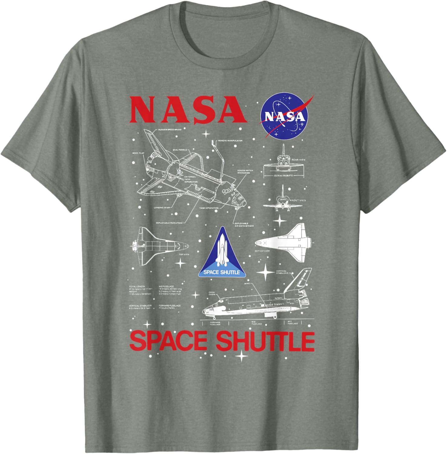 NASA Space Shuttle Blueprint T-Shirt for Space Enthusiasts and Fans - 8