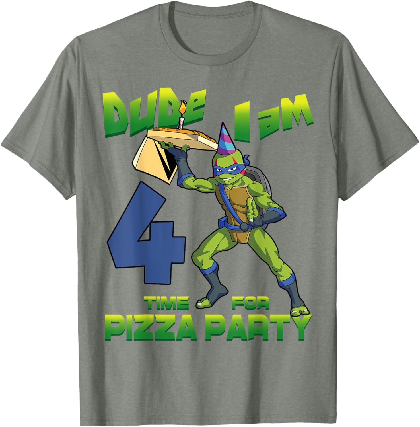 TMNT Leo Pizza Birthday Party T-Shirt for 4 Year Olds - Fun Design - 4