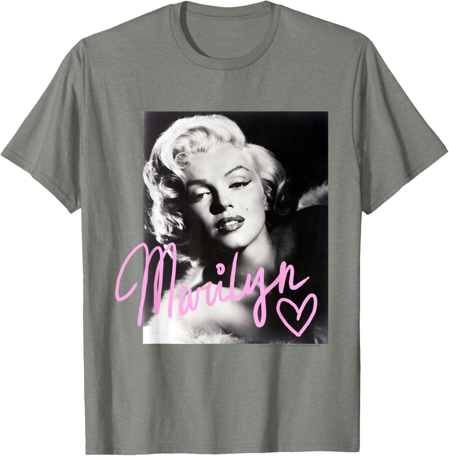 Marilyn Monroe Black and White T-Shirt with Pink Handwriting Design - 2