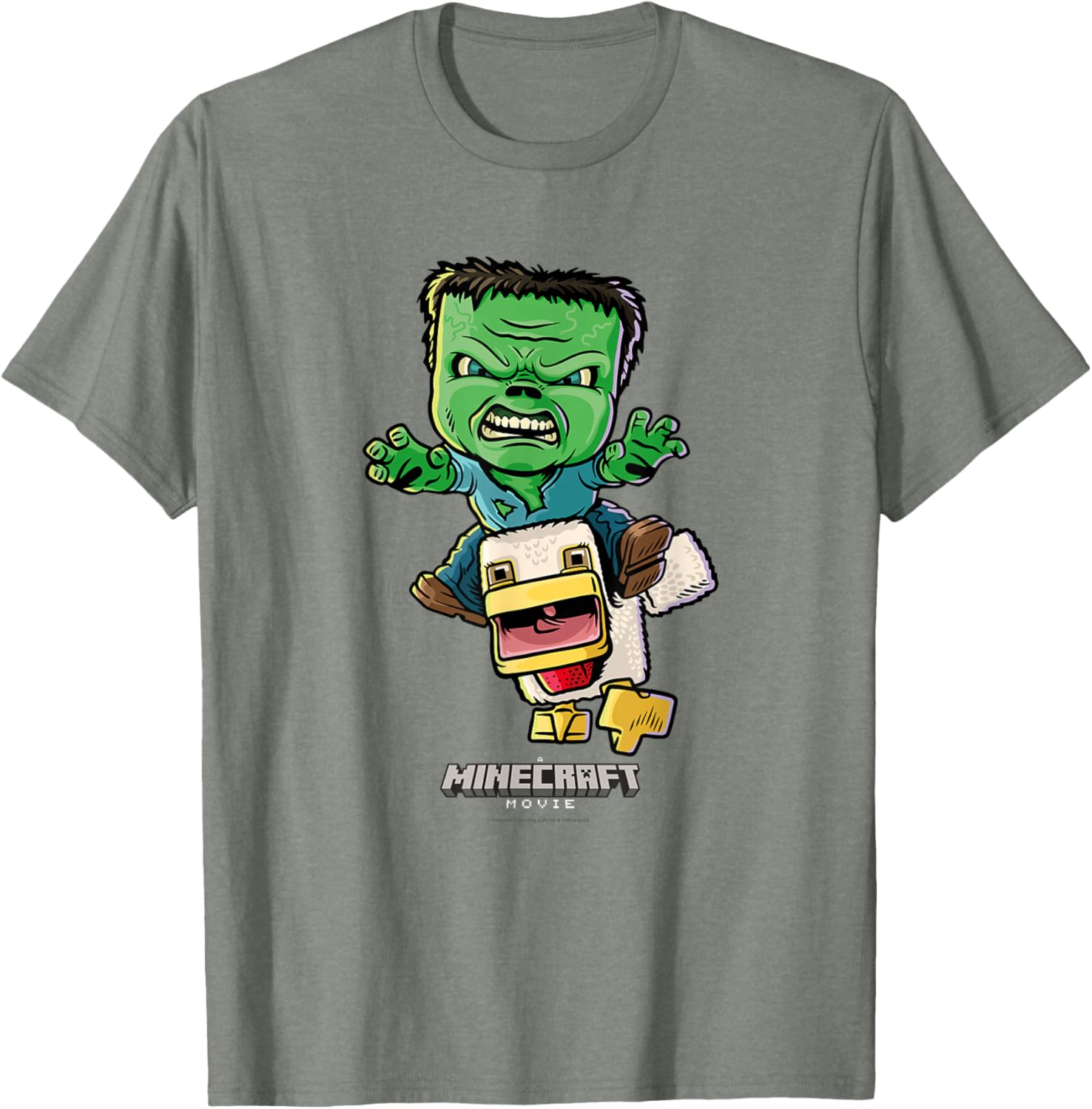 Minecraft Chicken Jockey Baby Zombie Animated T-Shirt for Kids and Fans - 2