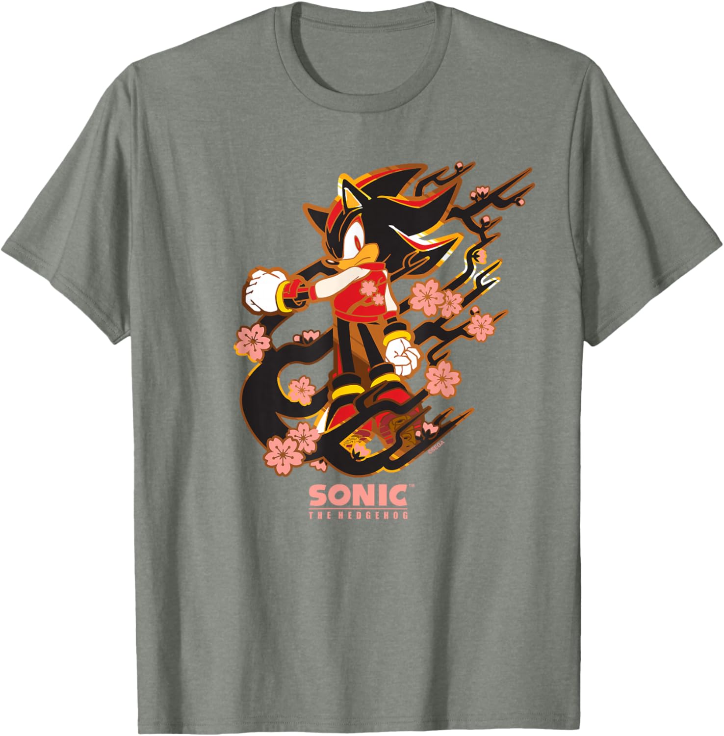 Sonic the Hedgehog Shadow T-Shirt with Cherry Blossoms Design - 6