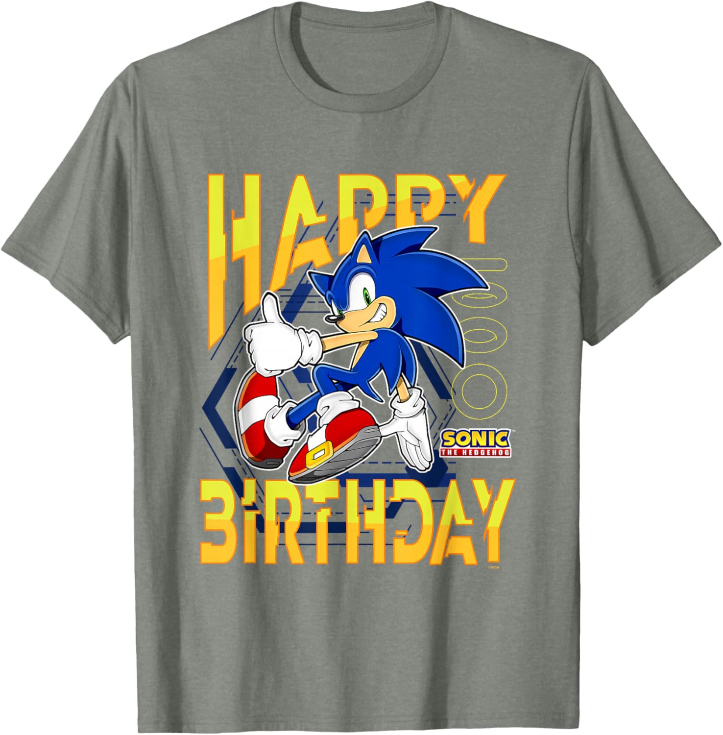 Sonic The Hedgehog Birthday T-Shirt with Thumbs Up Logo for Kids - 12