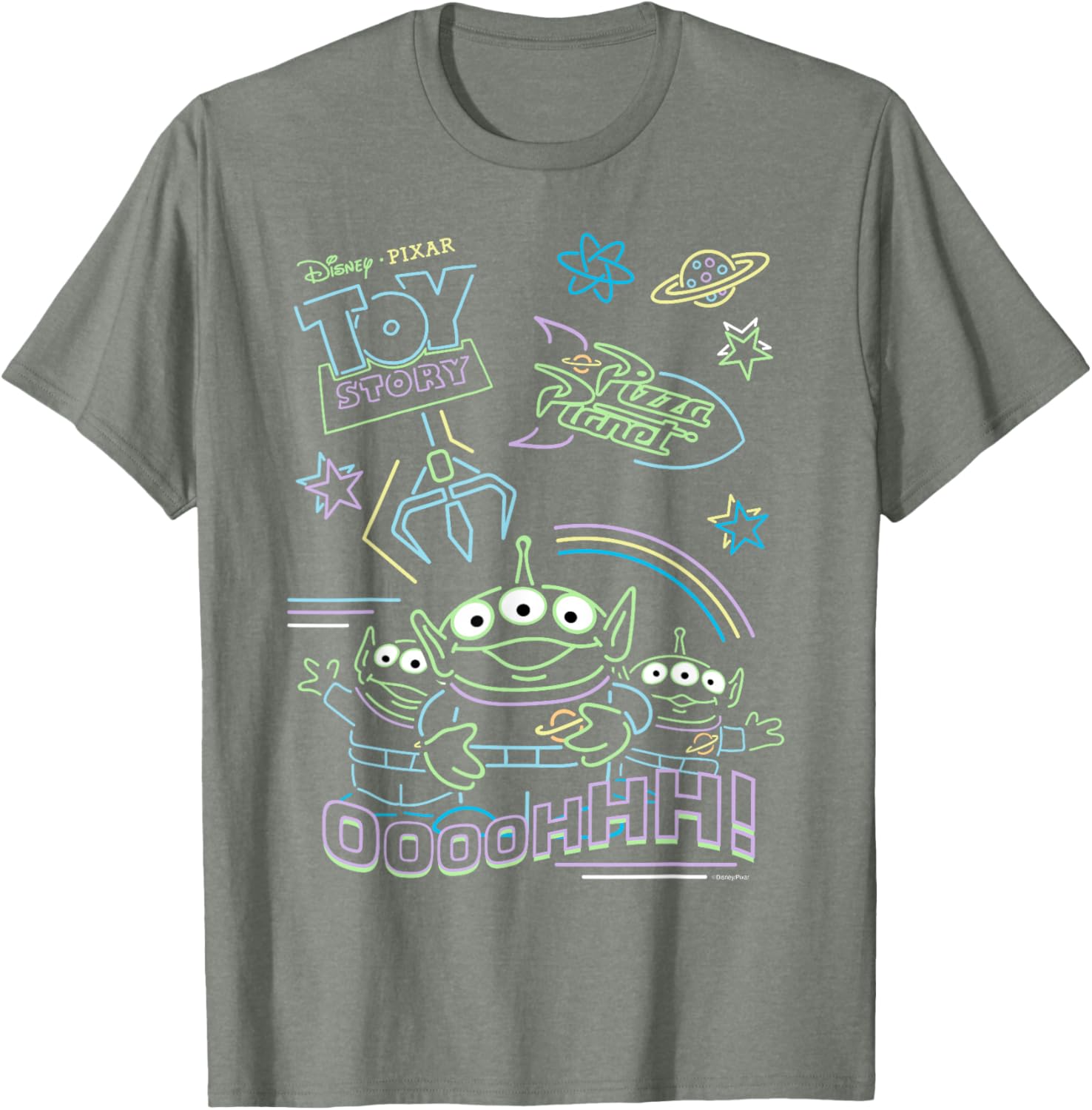 Toy Story Pizza Planet Aliens Neon T-Shirt for Kids and Adults - 3
