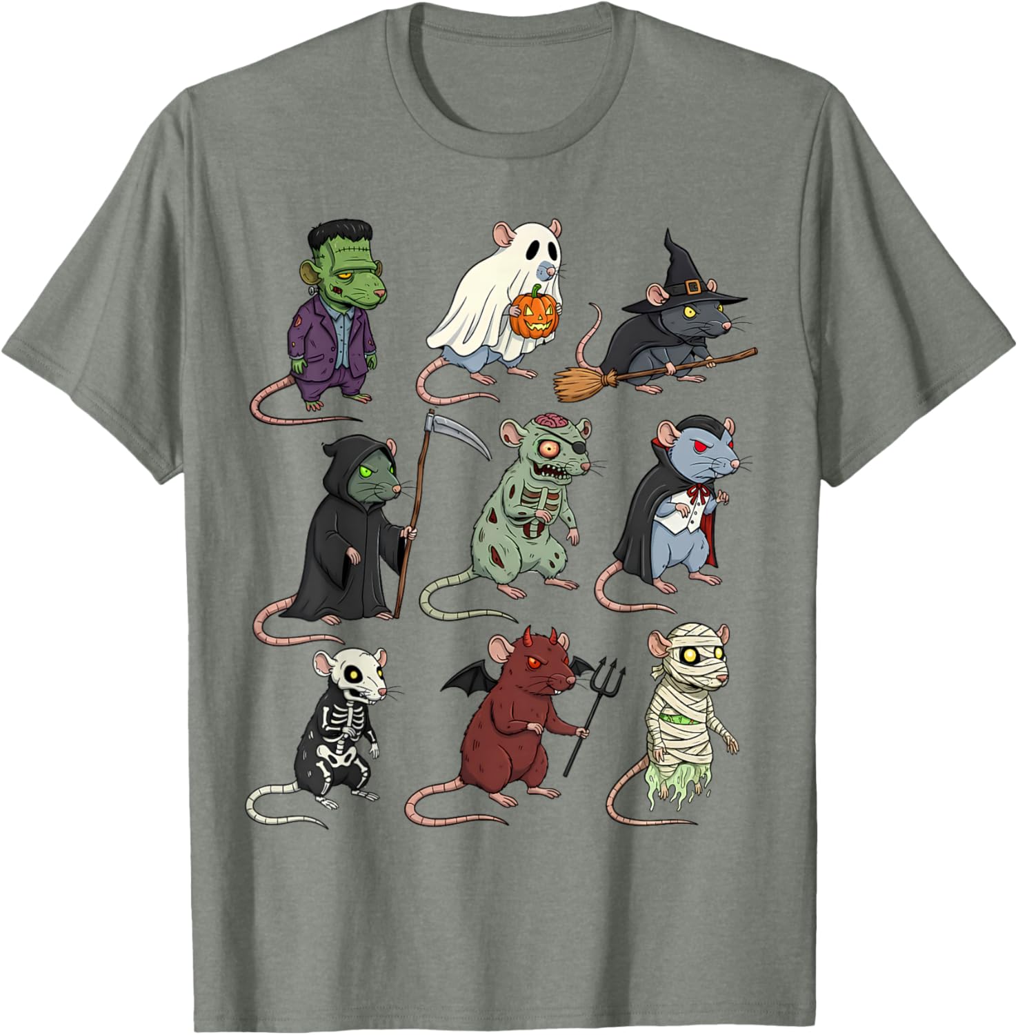 Spooky Witch Zombie Rat Halloween T-Shirt for Boys and Girls - 1