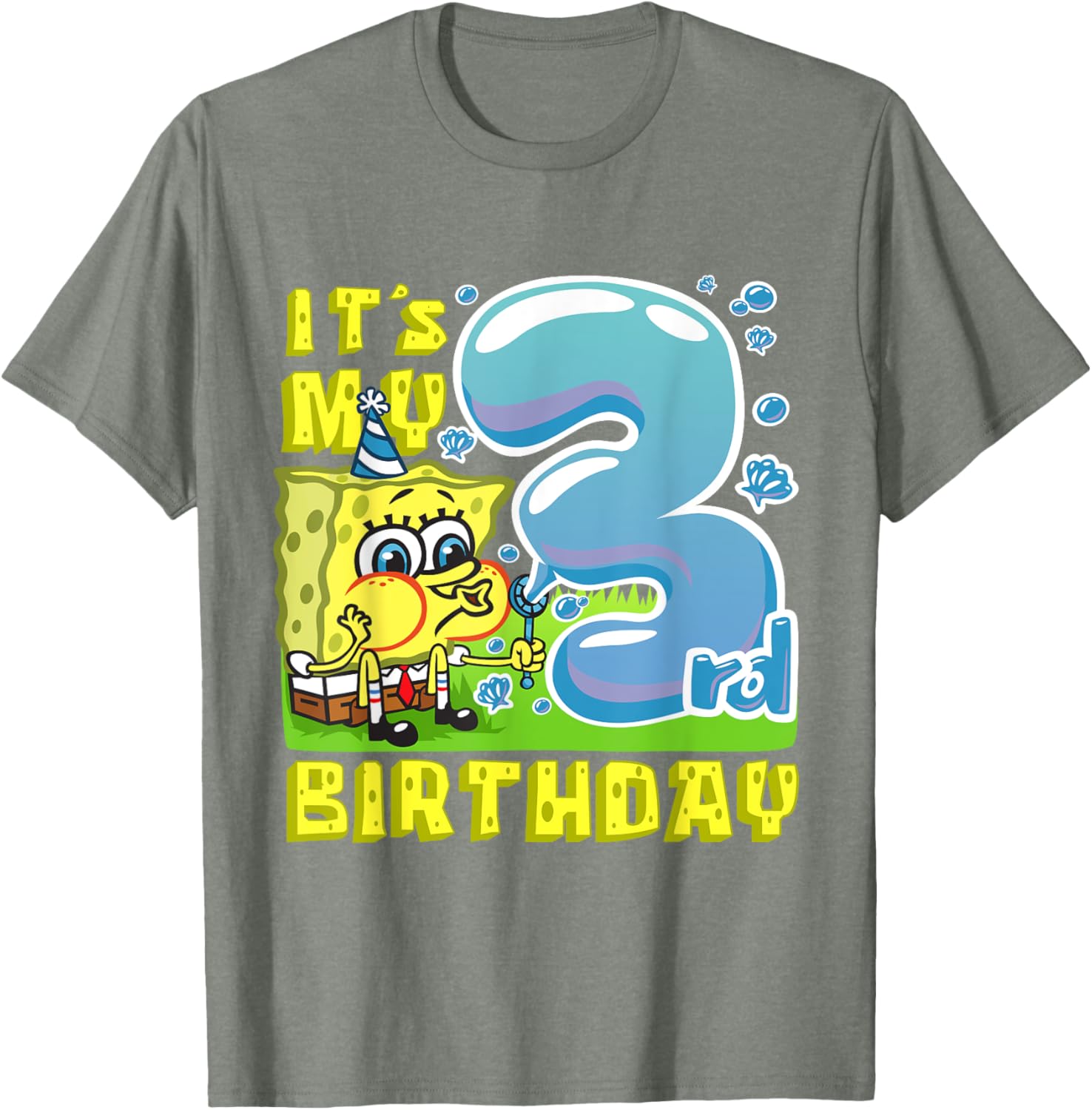 Mademark SpongeBob Third Birthday T-Shirt for Boys and Girls - 11