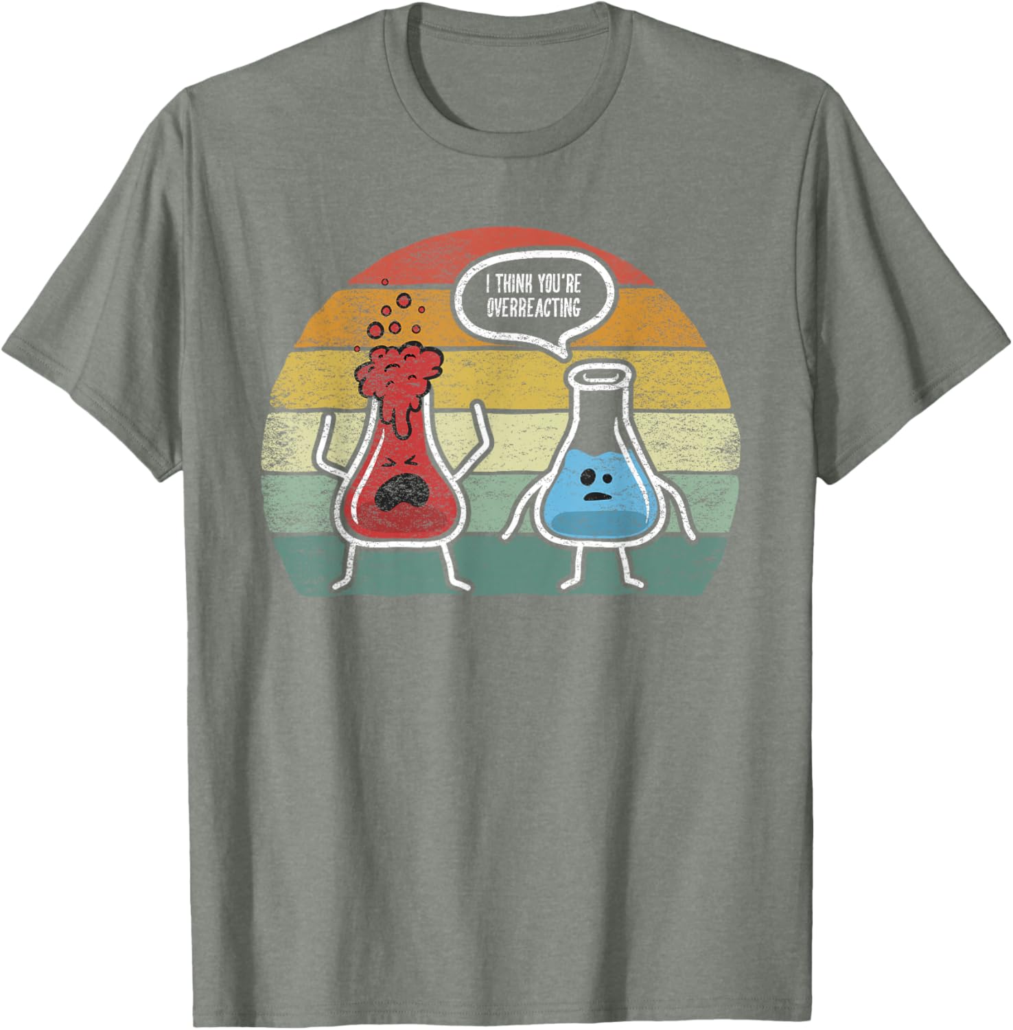 Vintage Nerd Chemistry T-Shirt I Think You're Overreacting Fun Design - 2