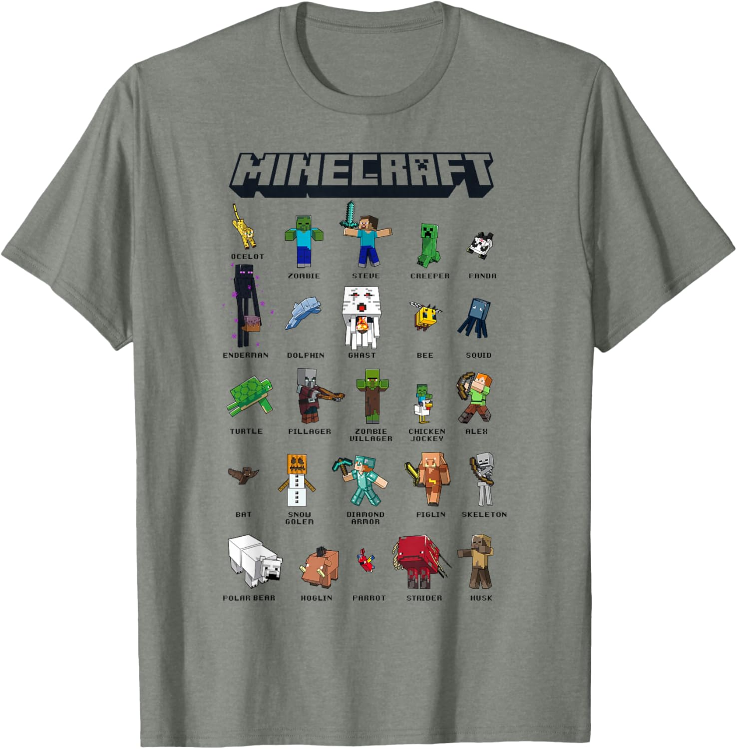 Minecraft Group Shot Poster Collage Style T-Shirt for Fans and Gamers - 10