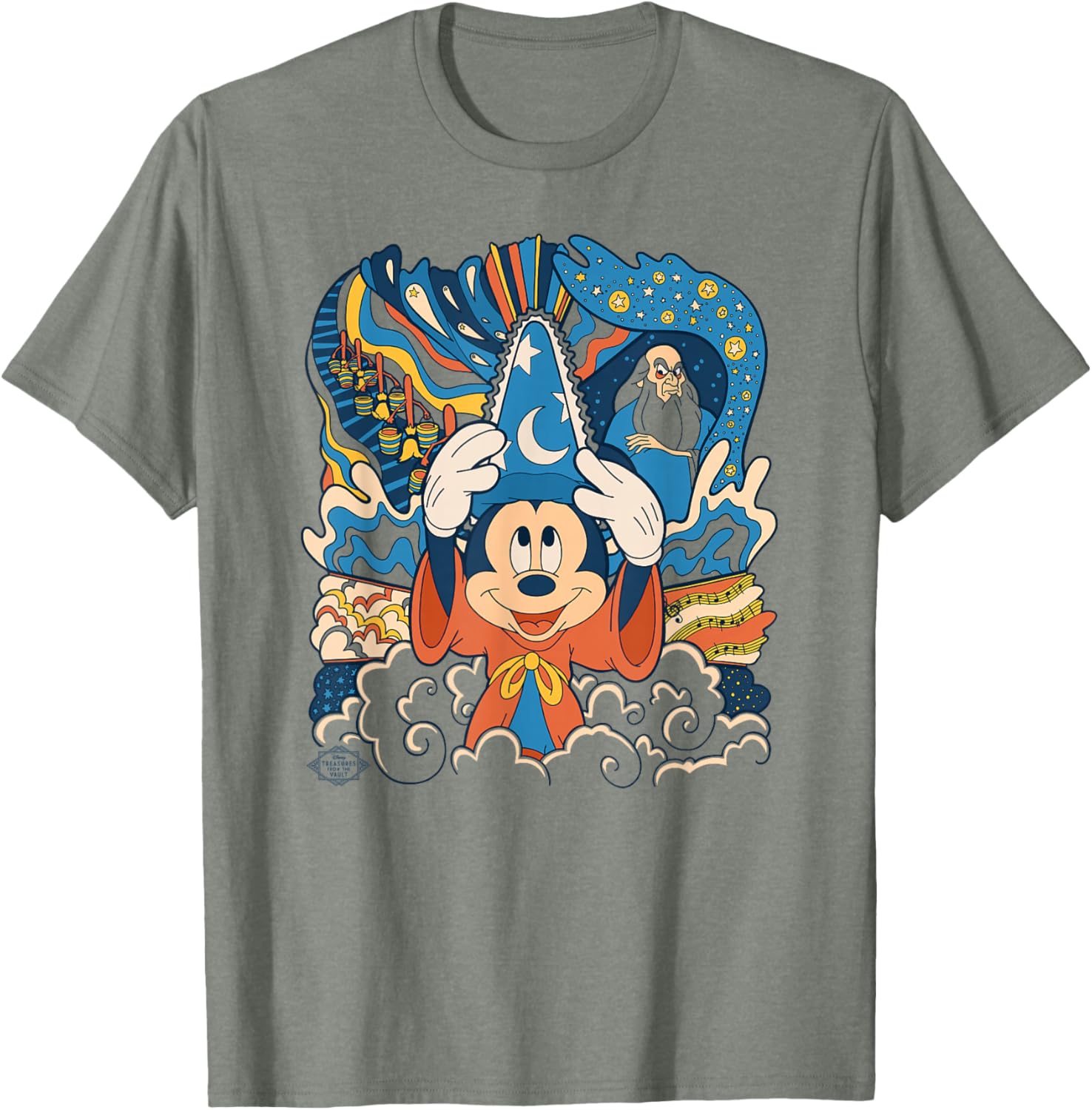 Disney Fantasia Mickey Mouse Sorcerer's Apprentice Retro T-Shirt for Fans - 16