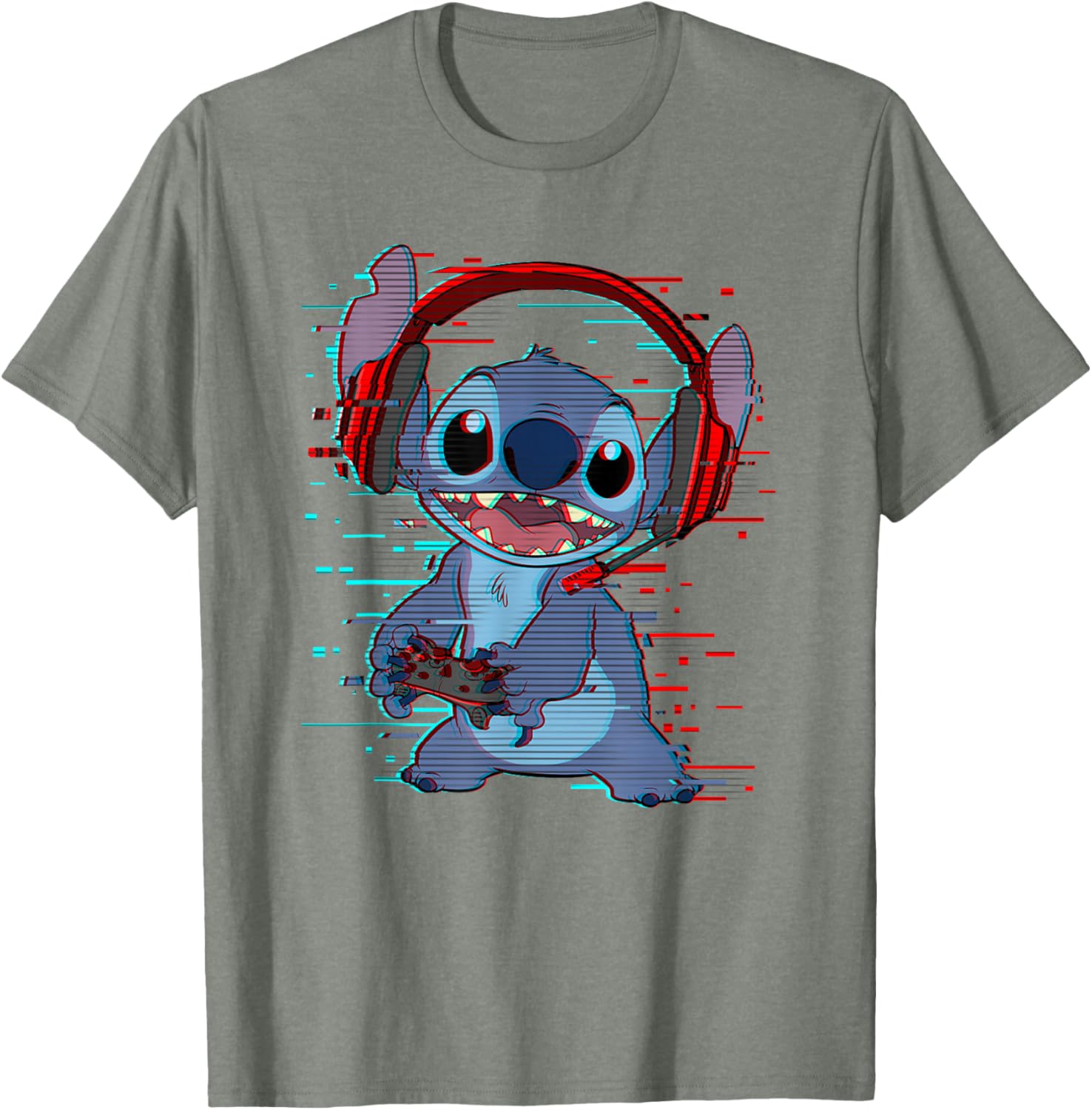 Disney Lilo and Stitch Gamer Glitch Headset and Controller T-Shirt - 3