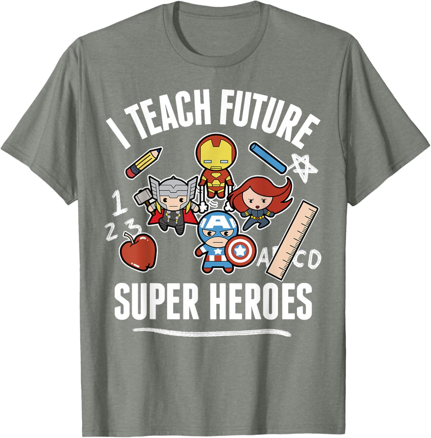 Marvel Avengers Classic I Teach Super Heroes Graphic T-Shirt for Fans - 9