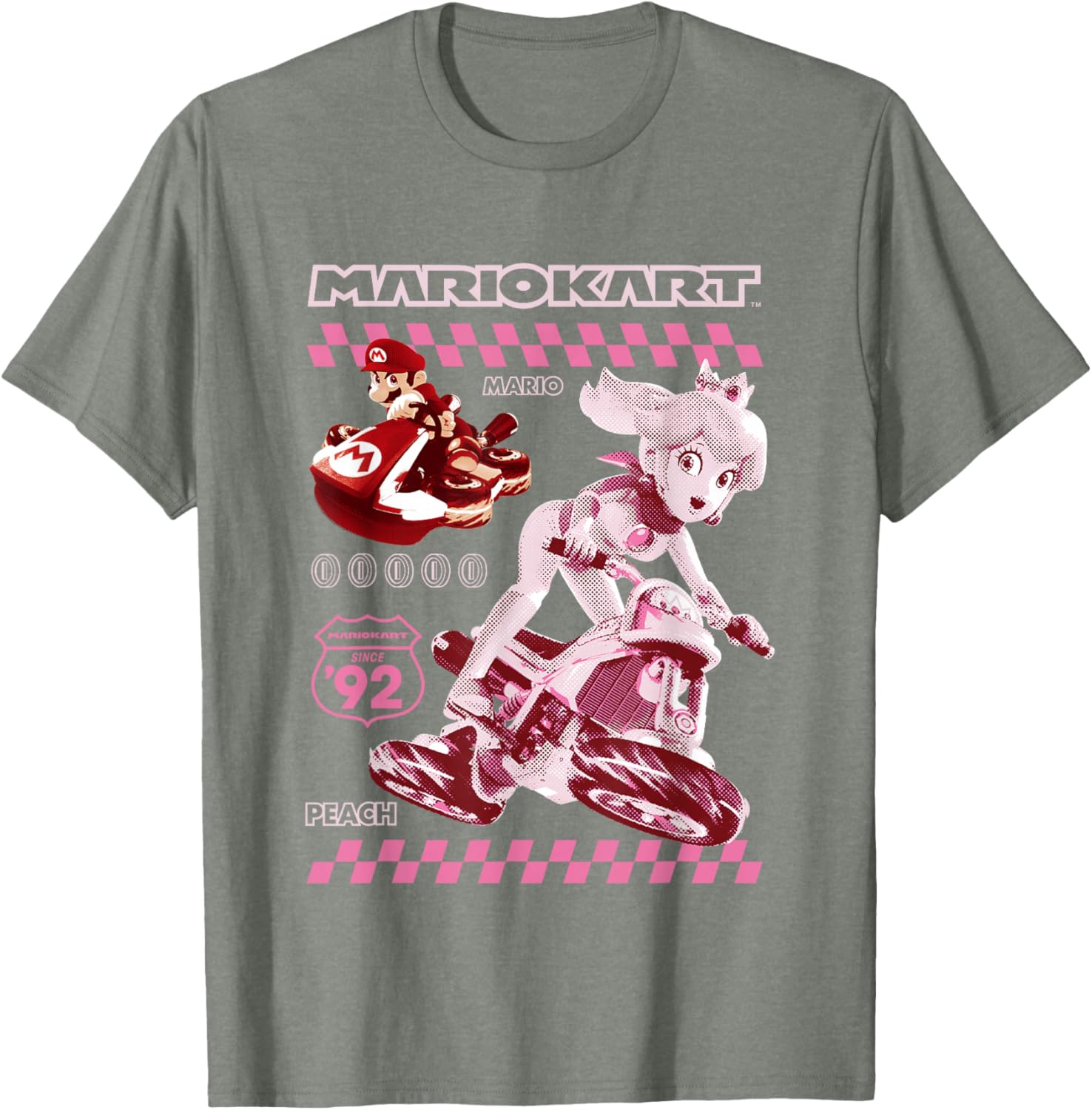 Mario Kart 8 Princess Peach and Mario Racing Poster T-Shirt for Fans - 1