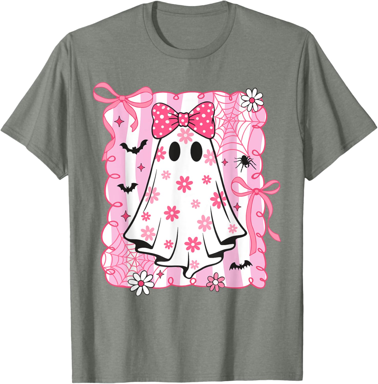 Spooky Vibes Pink Ghost T-Shirt for Women and Kids - Perfect Halloween Style - 21