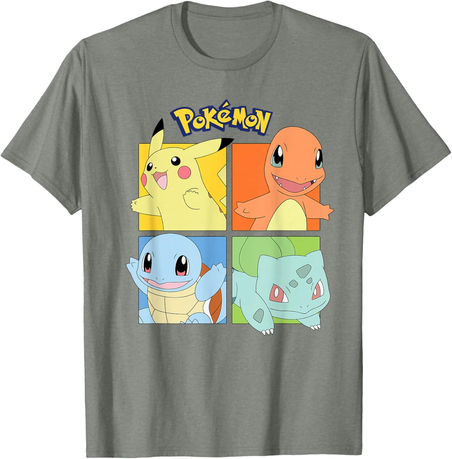 Kanto Region Pokémon T-Shirt Featuring Pikachu Charmander Squirtle Bulbasaur - 4