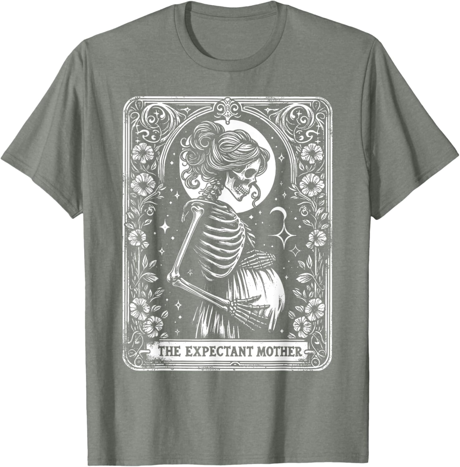 Skeleton Expectant Mother Tarot Card Pregnancy Announcement T-Shirt - 1