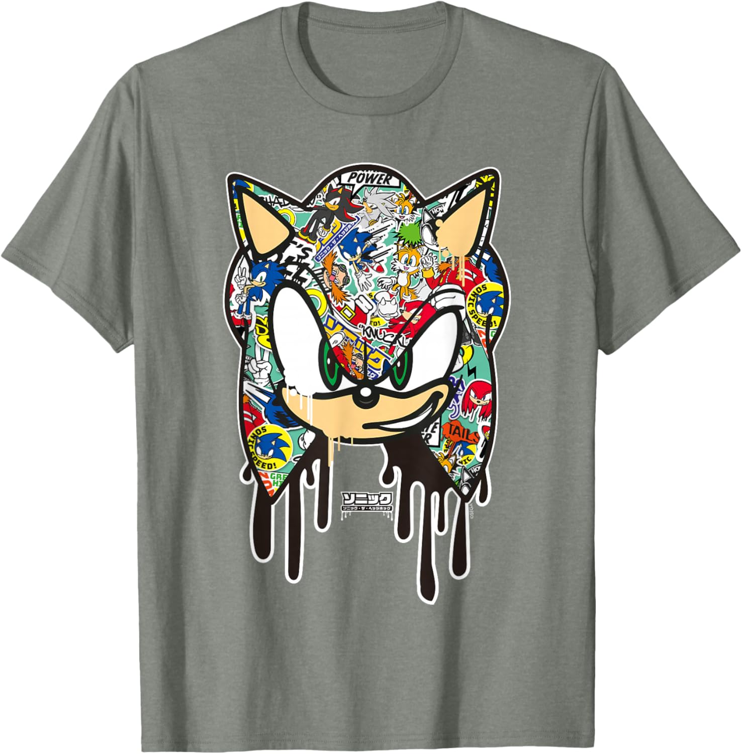 Sonic the Hedgehog Sticker T-Shirt for Fans of Cool Cartoon Style - 21