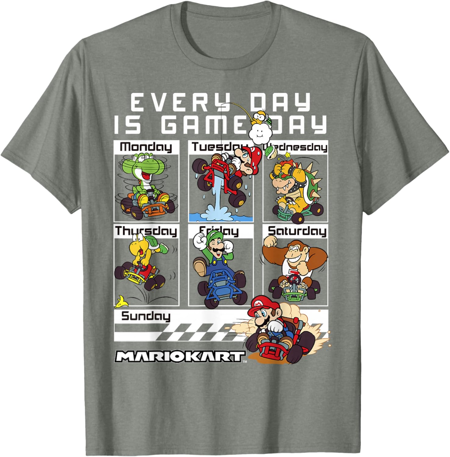 Mario Kart Everyday Is Game Day Graphic T-Shirt for Gamers and Fans - 2
