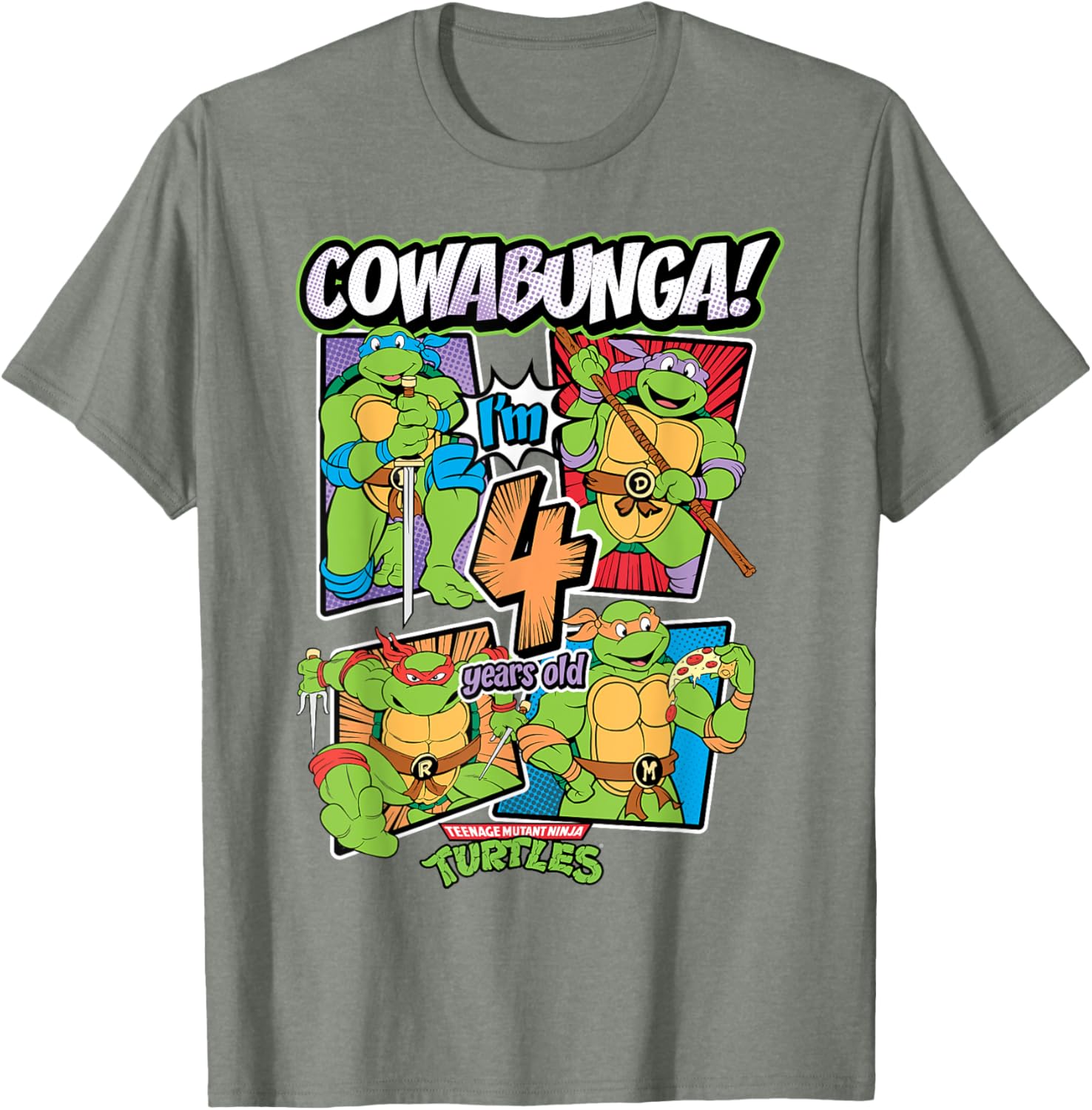 Cowabunga I'm 4 Years Old TMNT T-Shirt for Kids - Fun Ninja Turtles Apparel - 8