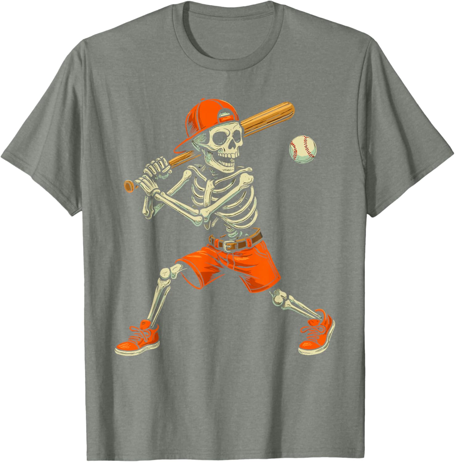 Funny Skeleton Baseball Halloween Costume T-Shirt for Kids and Men - 9