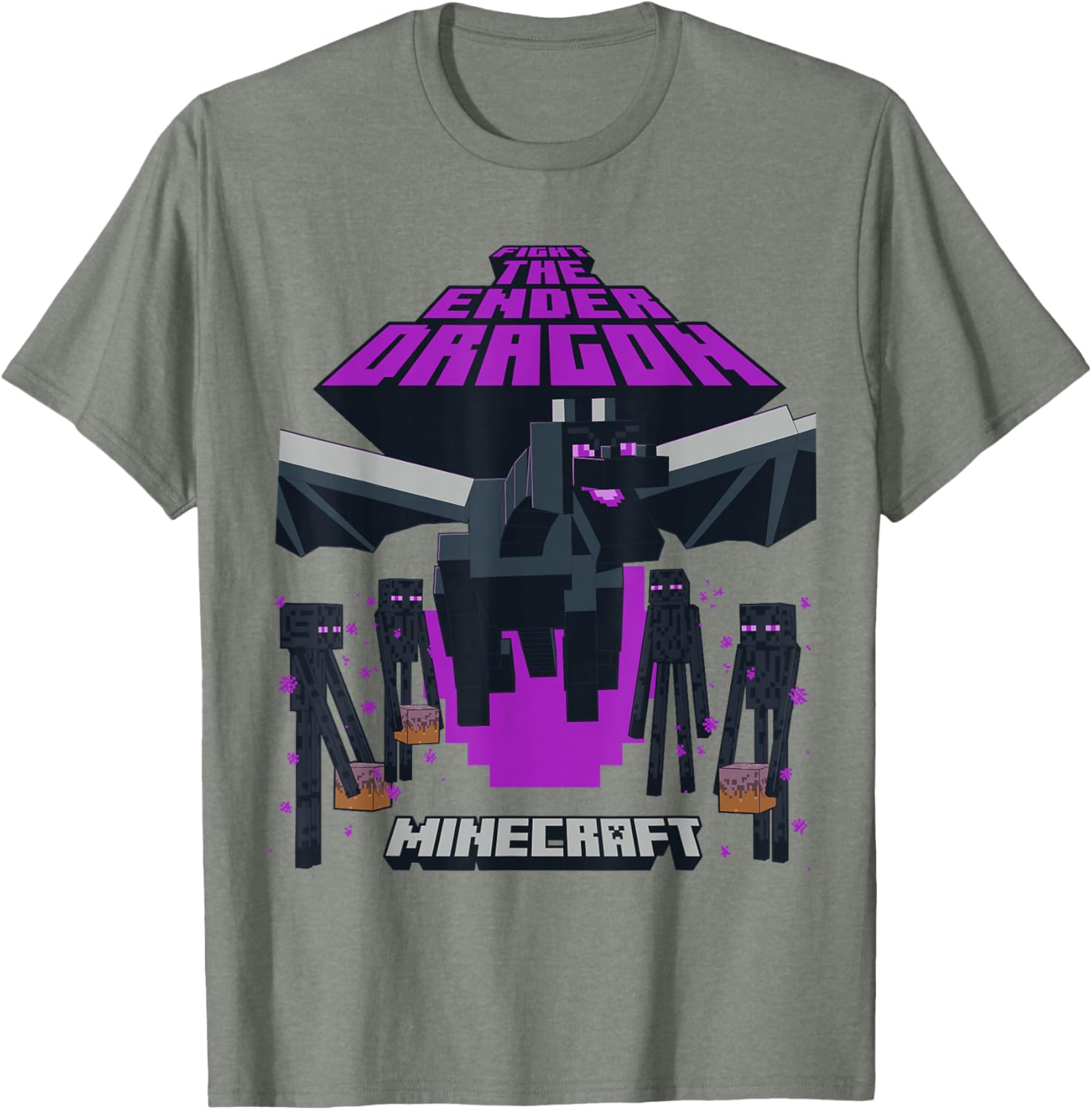 Minecraft Ender Dragon Fight T-Shirt with Endermen Design for Gamers - 4