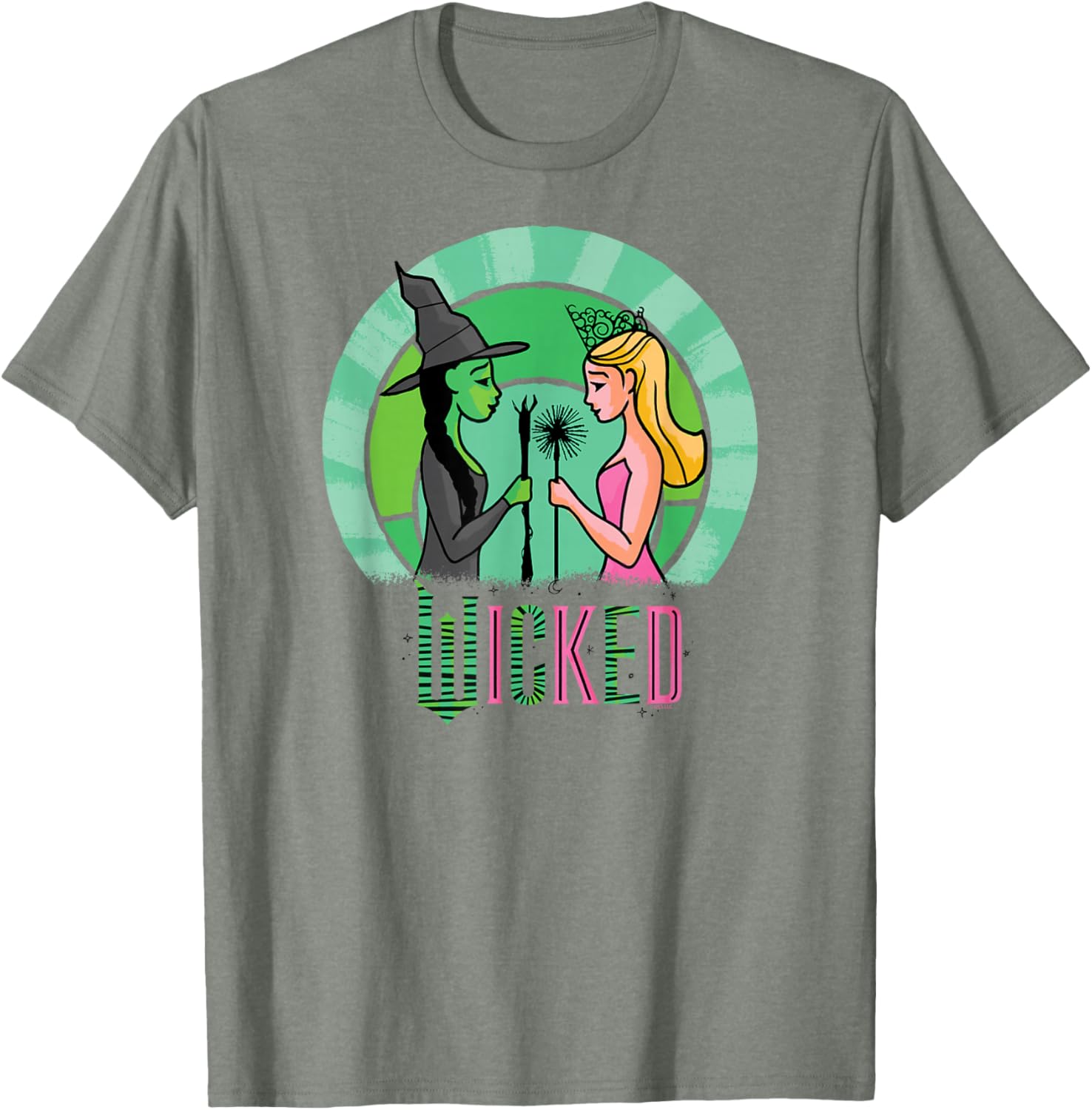 Wicked Glinda and Elphaba Sketched T-Shirt for Fans of the Musical - 2